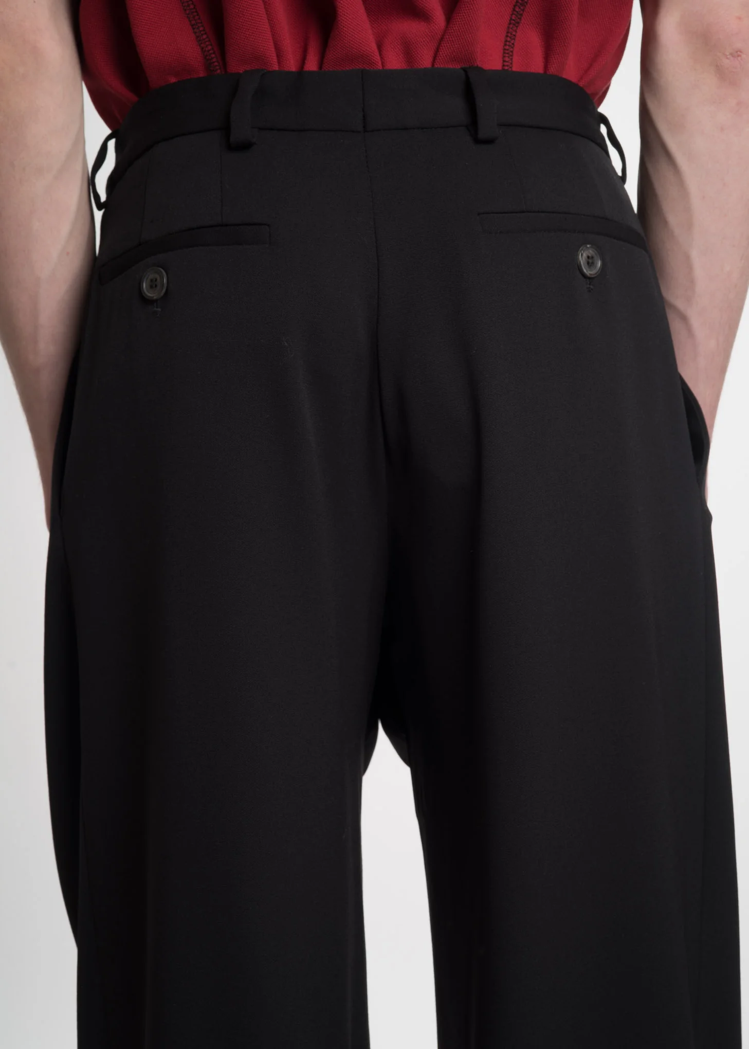 Black Draped Front Trousers - Image 7