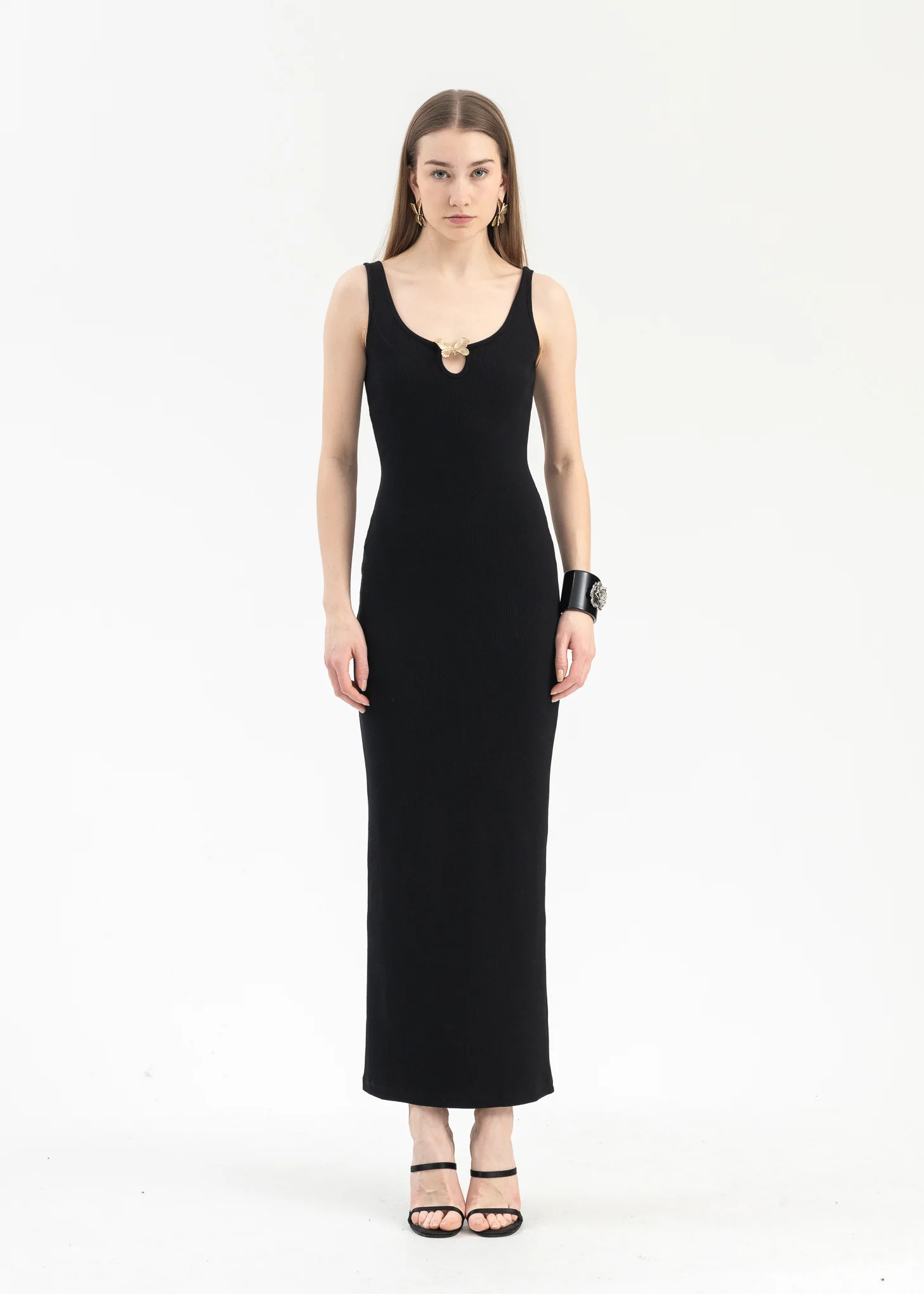BLACK DRESS RIB BUTTERFLY