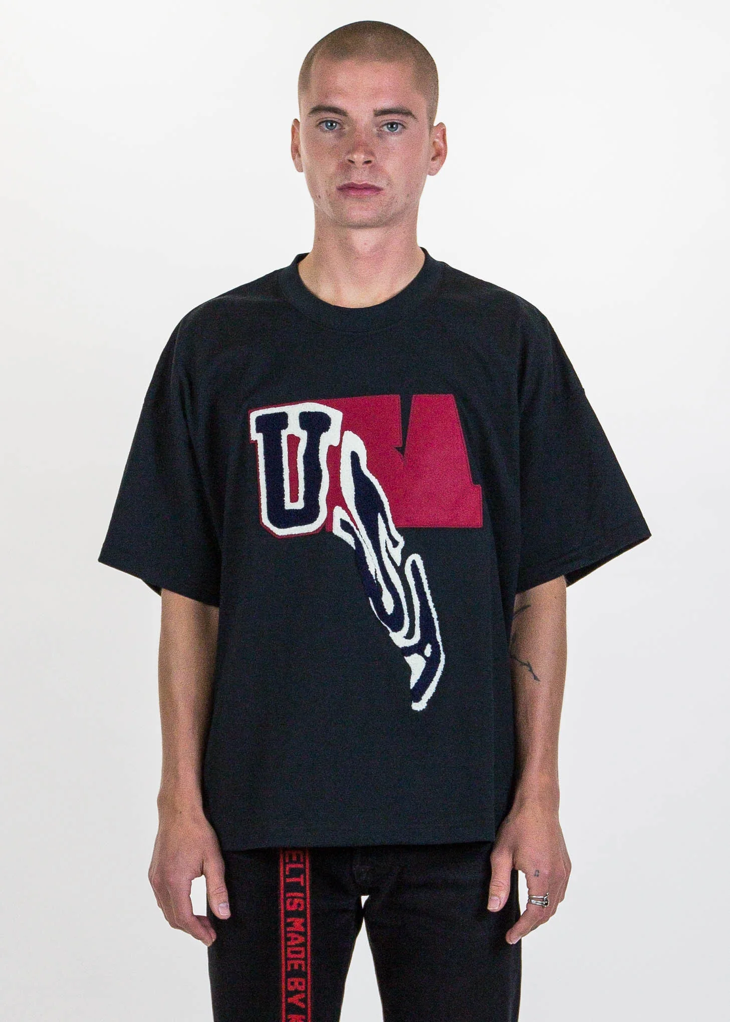 Black Drop Patch Embroidery T-Shirt