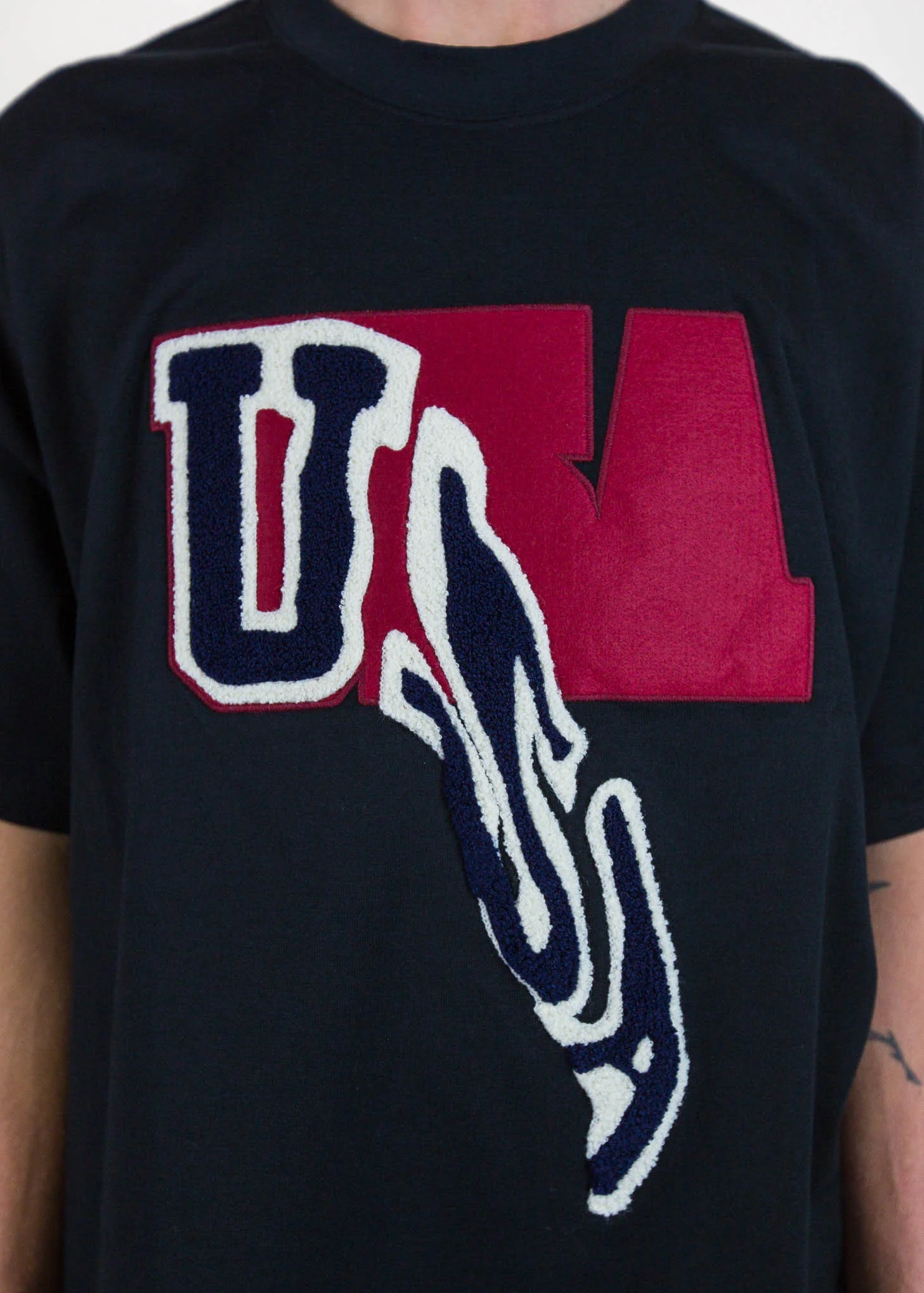 Black Drop Patch Embroidery T-Shirt - Image 2