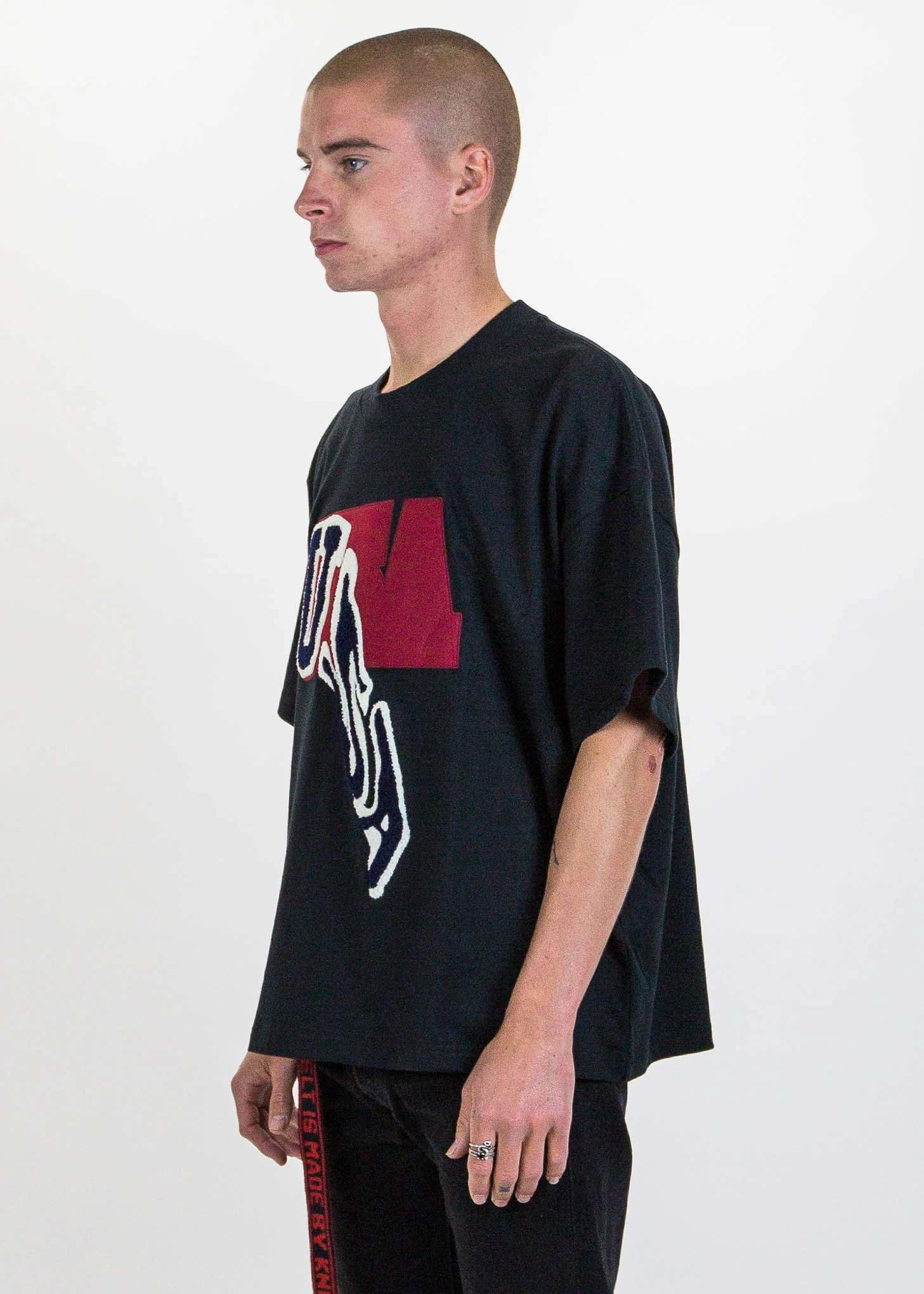 Black Drop Patch Embroidery T-Shirt - Image 3
