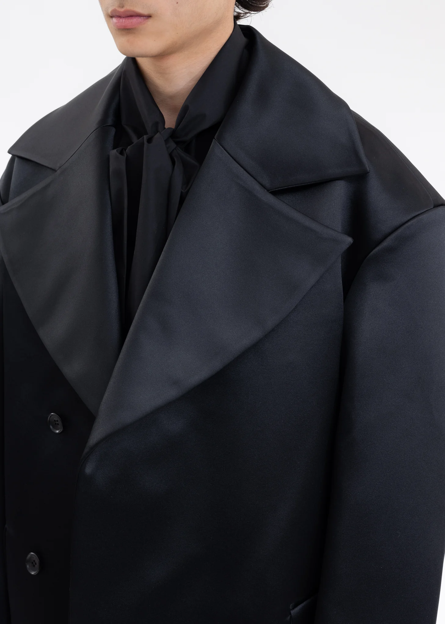 BLACK DROP SHOULDER DOUBLE BREASTED COAT - Image 4