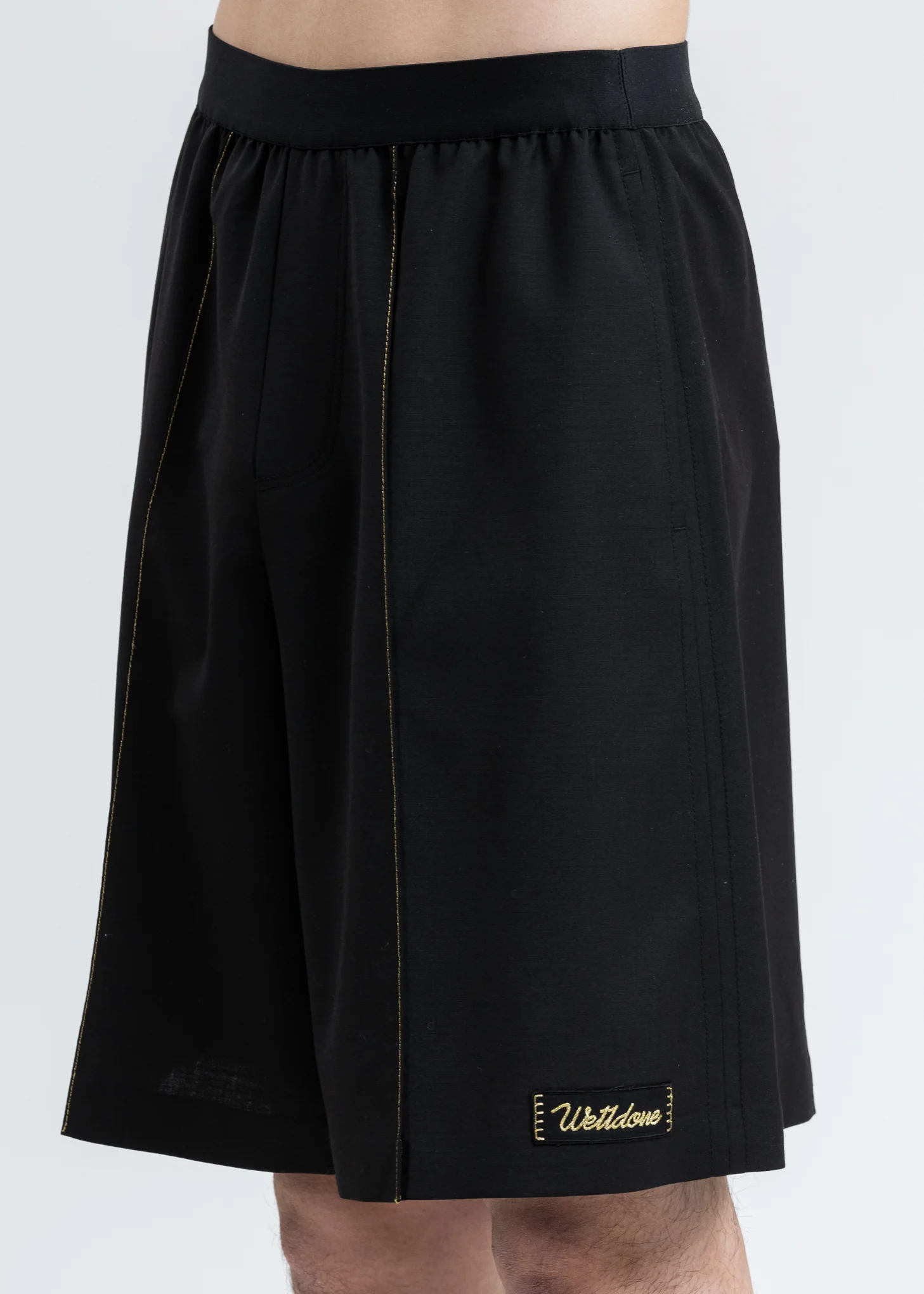 Black Elasticated Waistband Shorts - Image 2