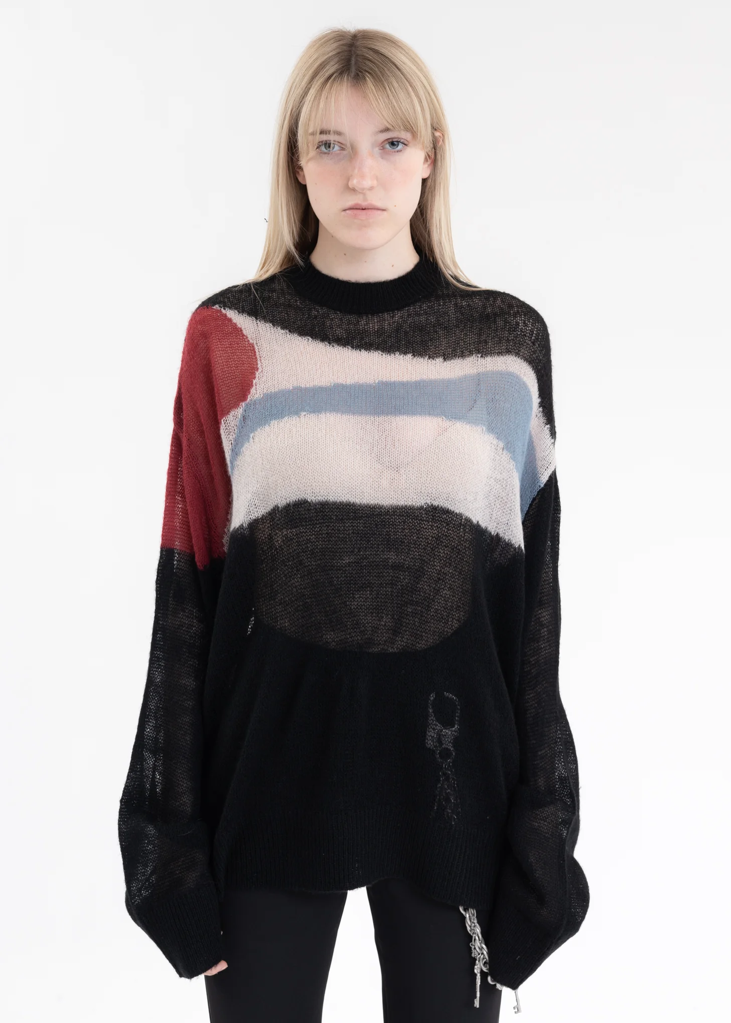 Black Ellipse Panelled Mohair Sweater
