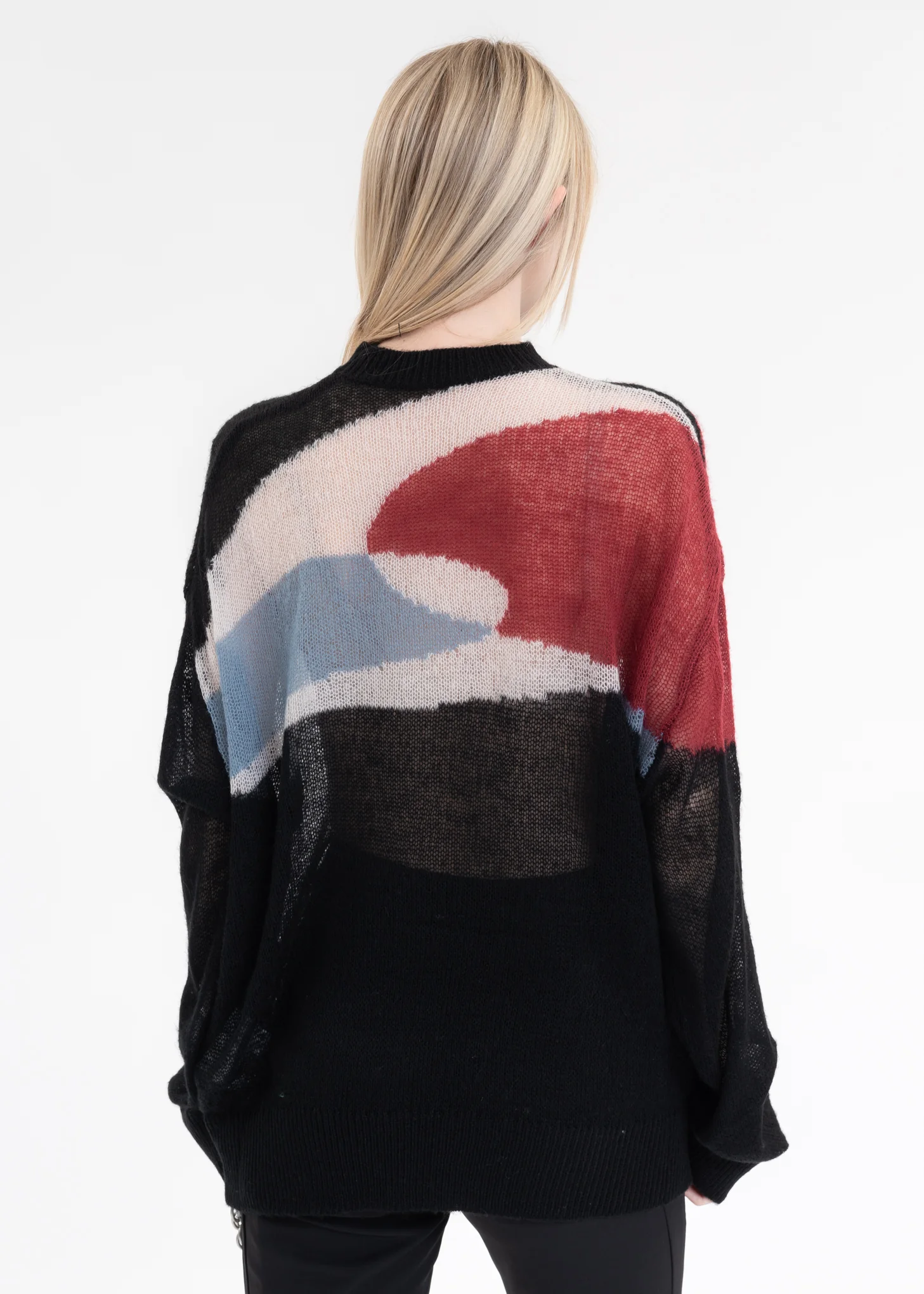 Black Ellipse Panelled Mohair Sweater - Image 2