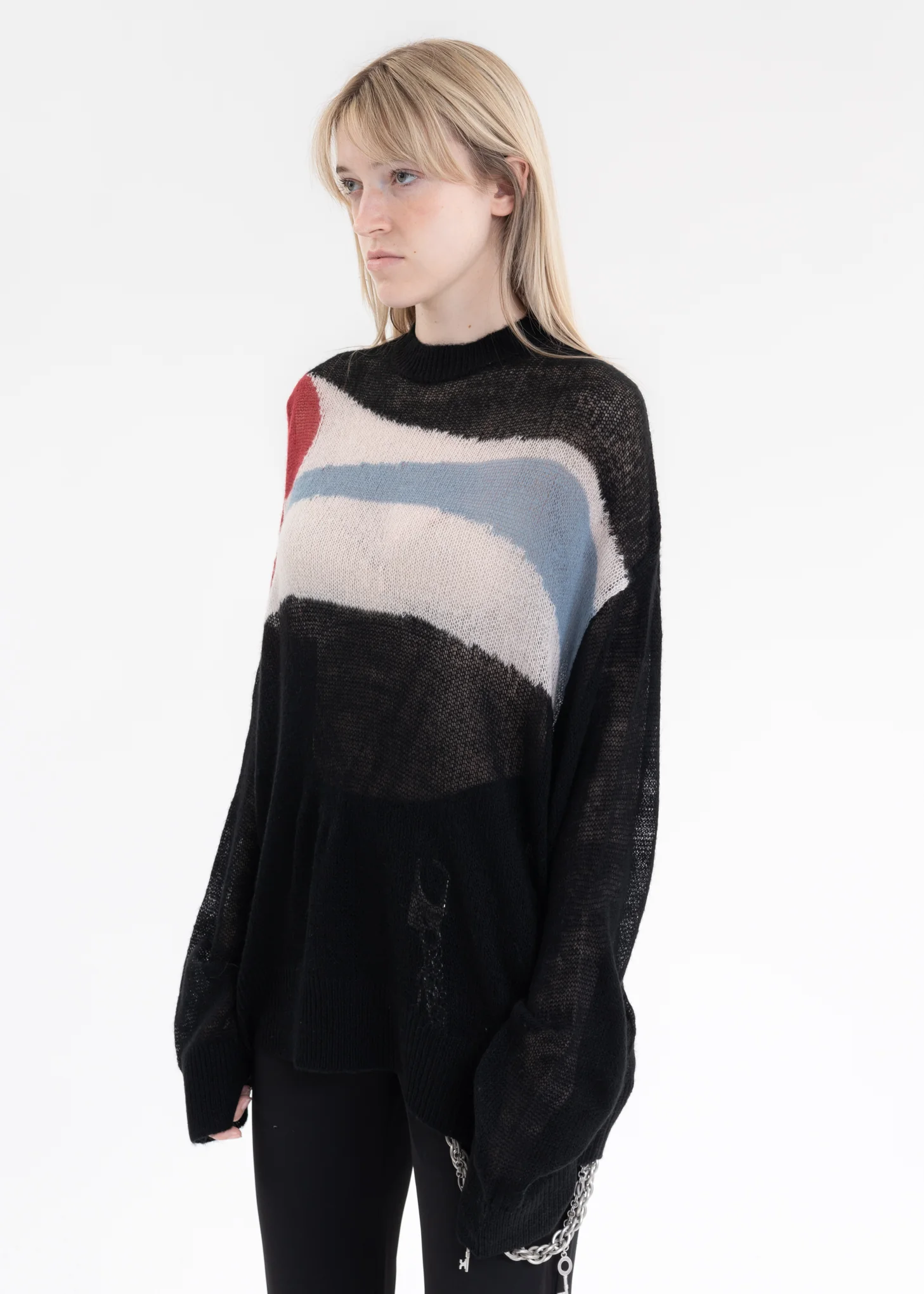 Black Ellipse Panelled Mohair Sweater - Image 3