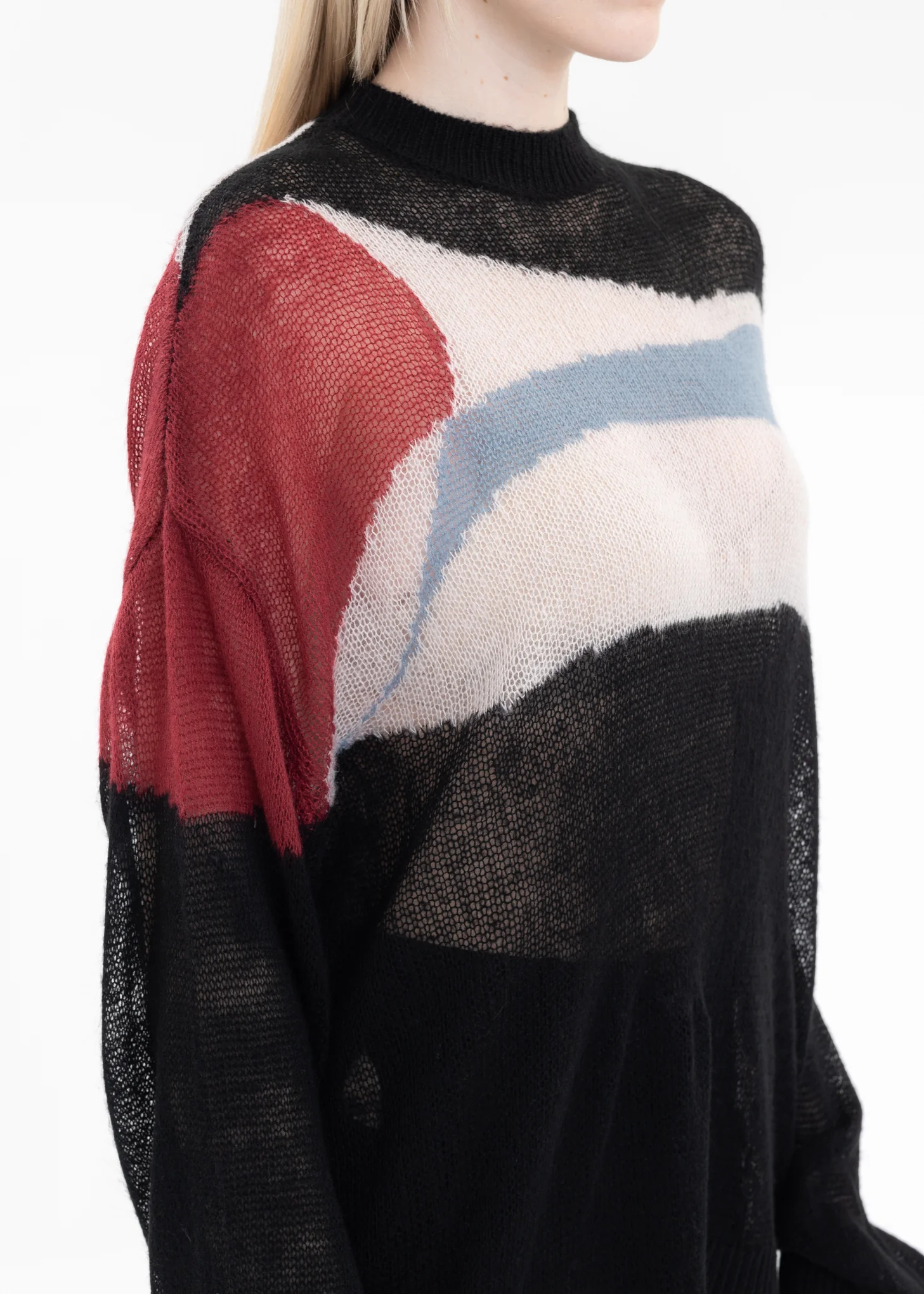 Black Ellipse Panelled Mohair Sweater - Image 4