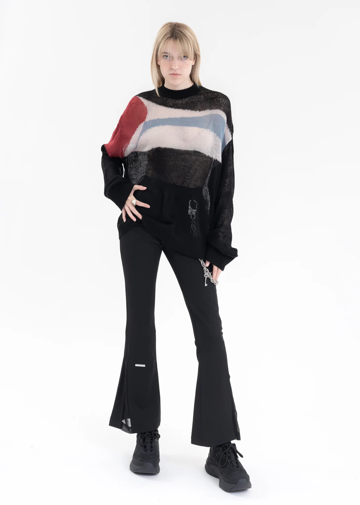 Black Ellipse Panelled Mohair Sweater - Image 5