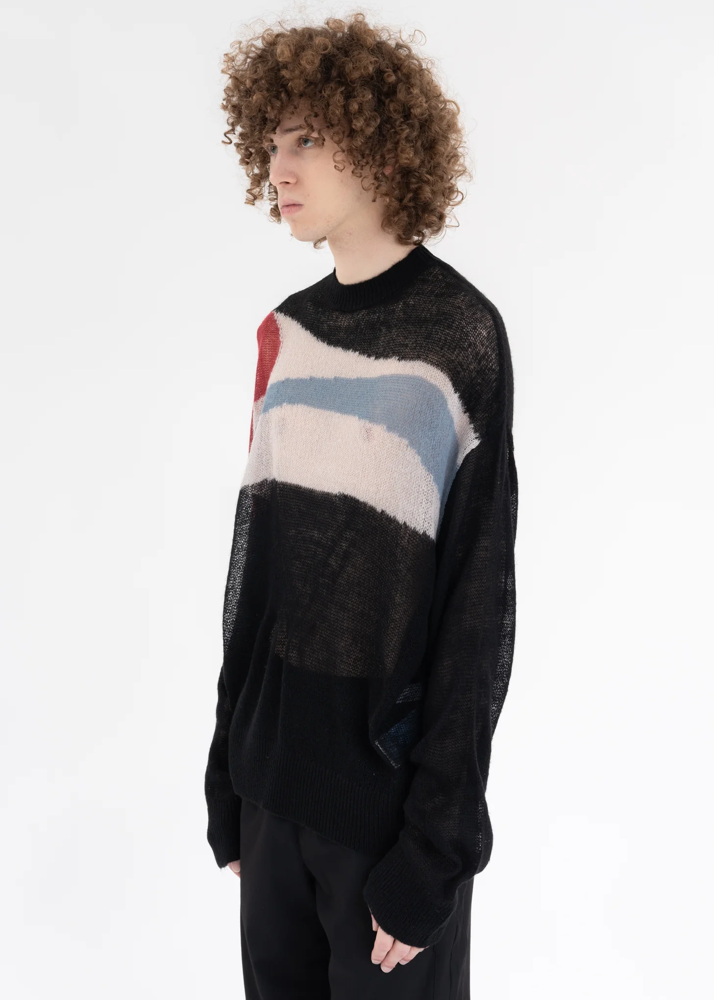 Black Ellipse Panelled Mohair Sweater - Image 3