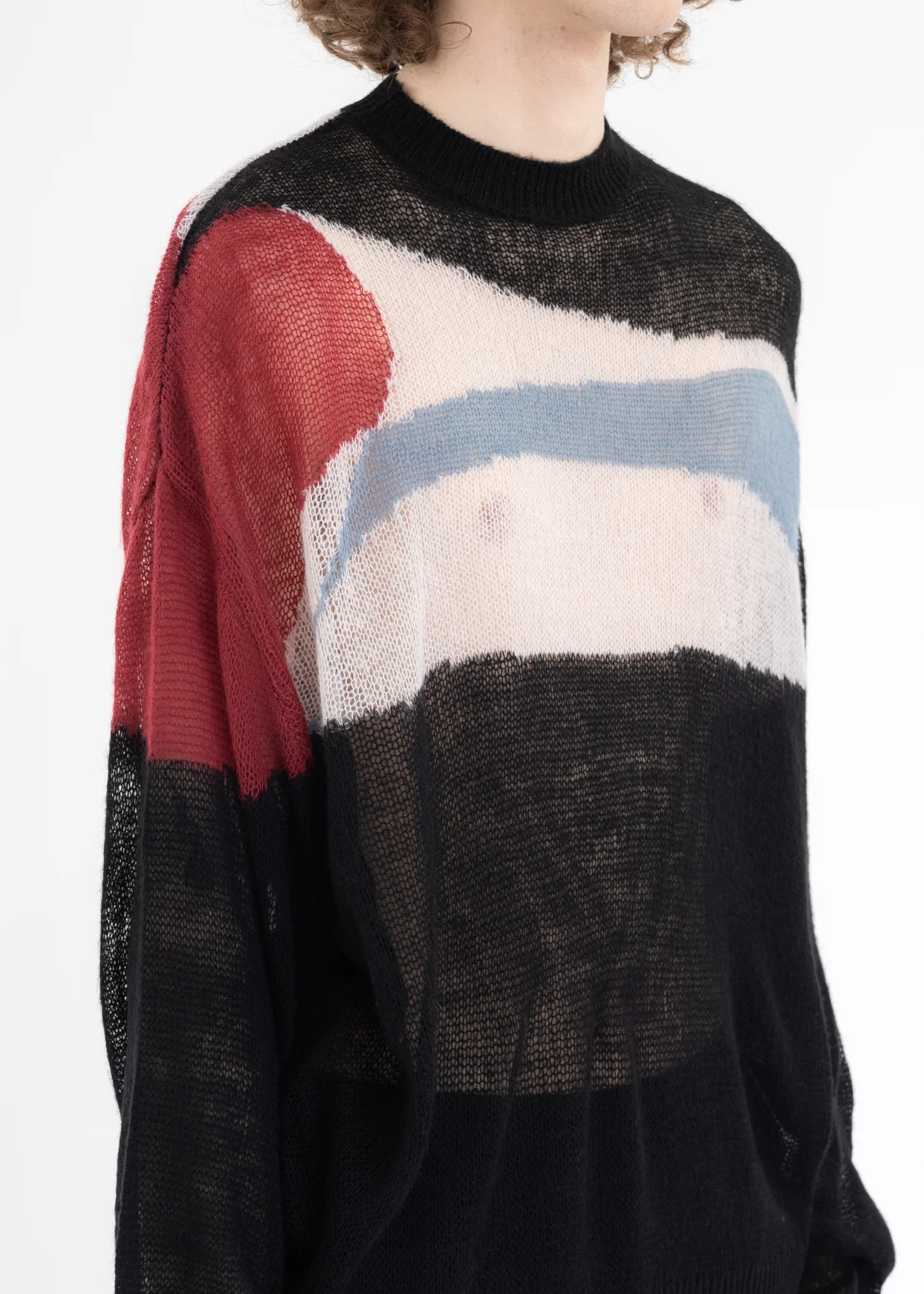 Black Ellipse Panelled Mohair Sweater - Image 4