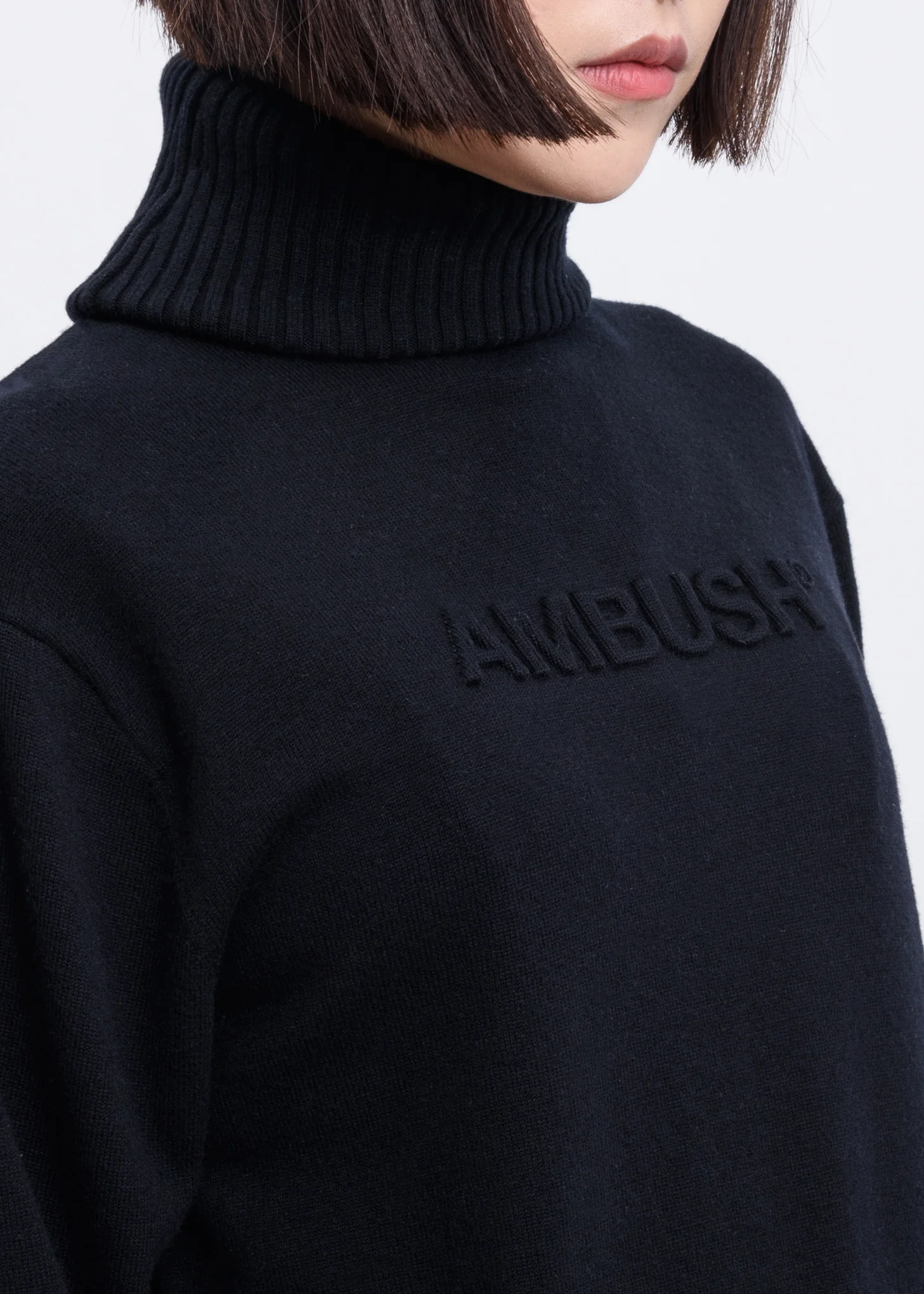 Black Embossed Logo Turtleneck - Image 2
