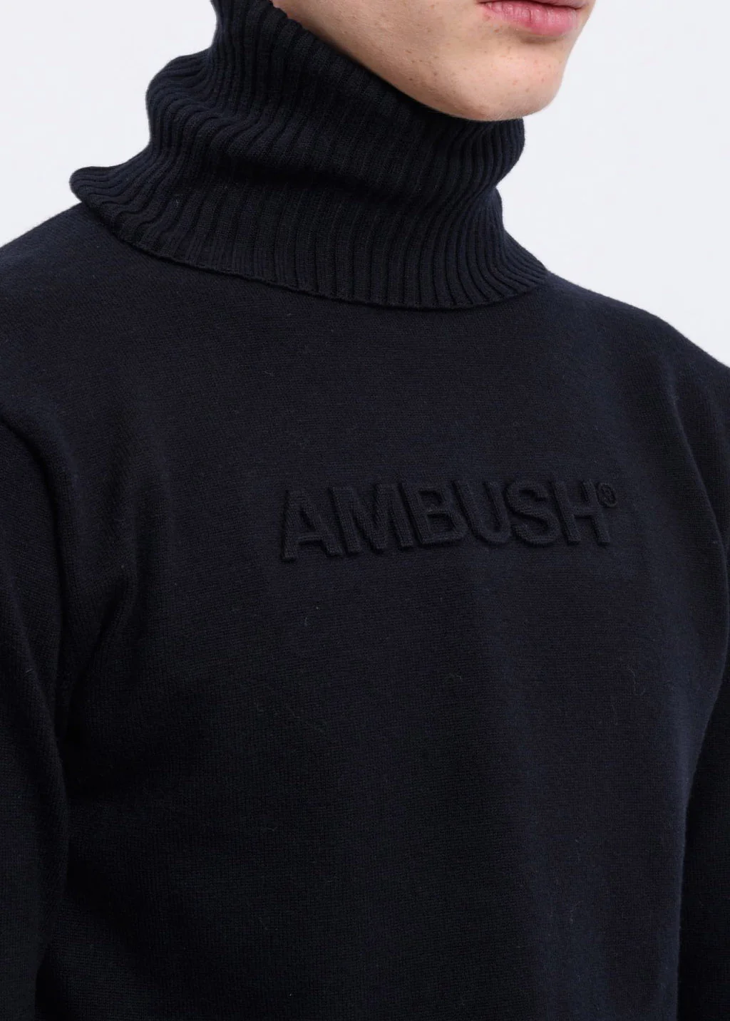 Black Embossed Logo Turtleneck