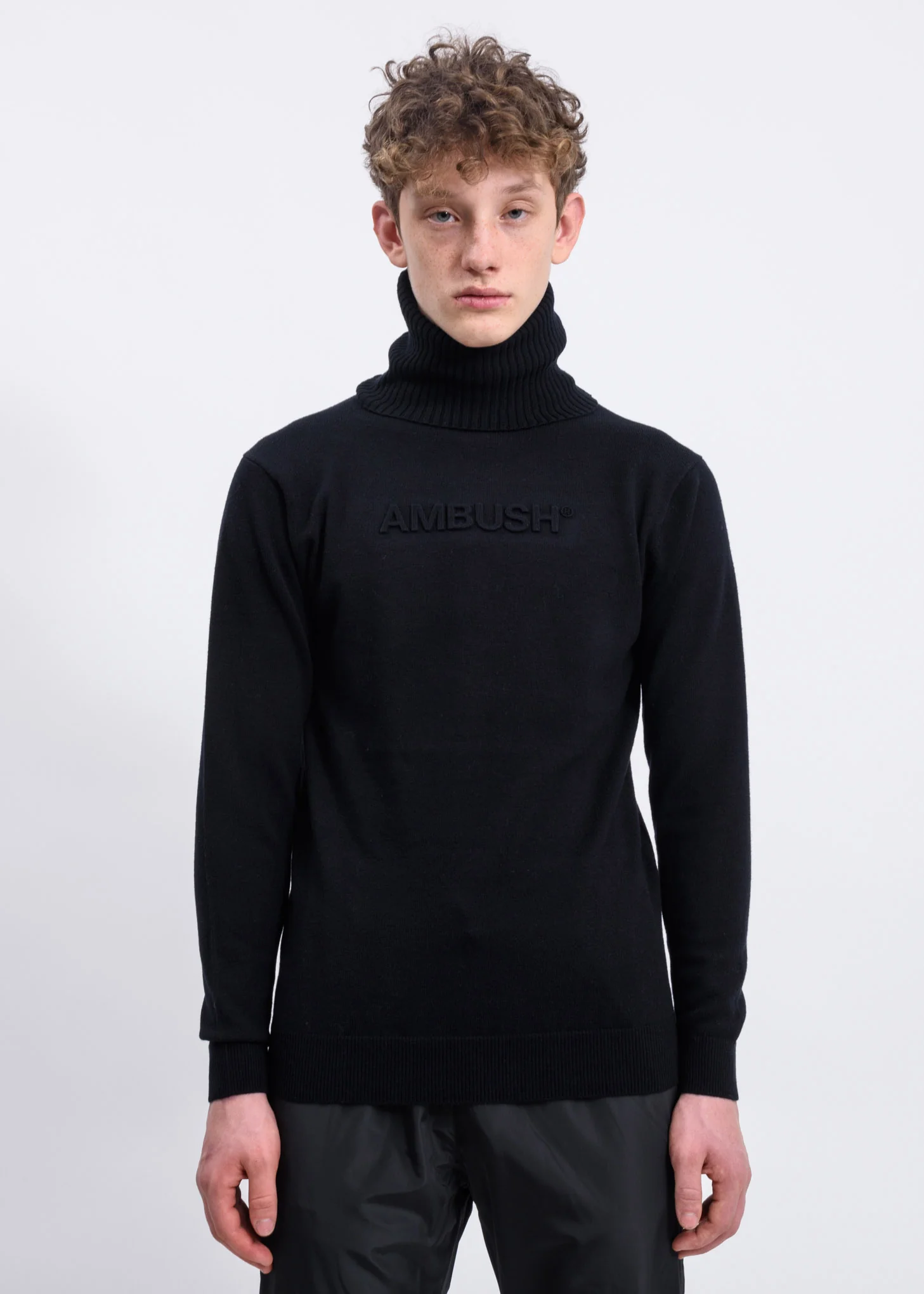 Black Embossed Logo Turtleneck - Image 2