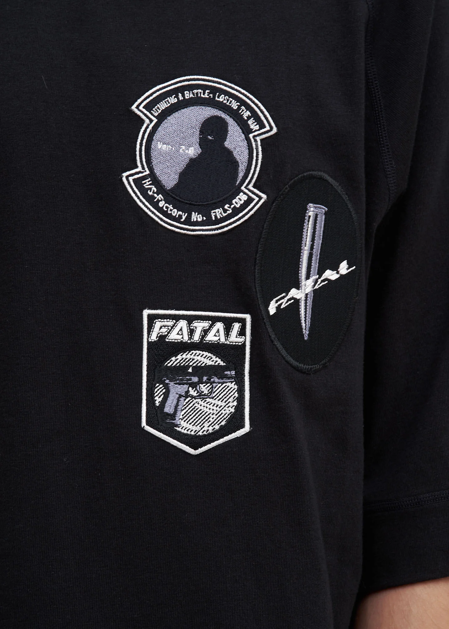 Black Embroidered Army T-Shirt - Image 4