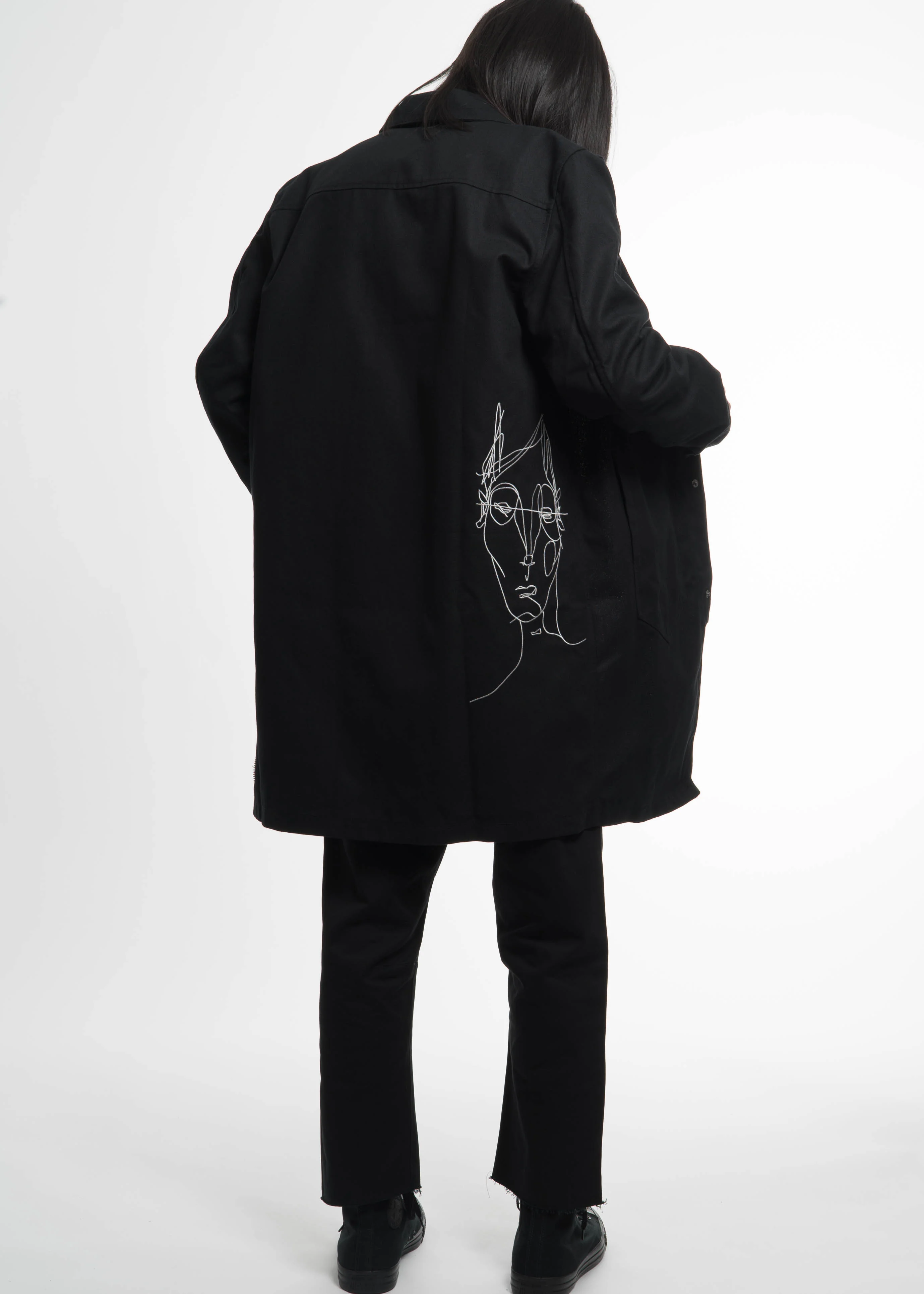 Black Embroidered Car Coat - Image 4