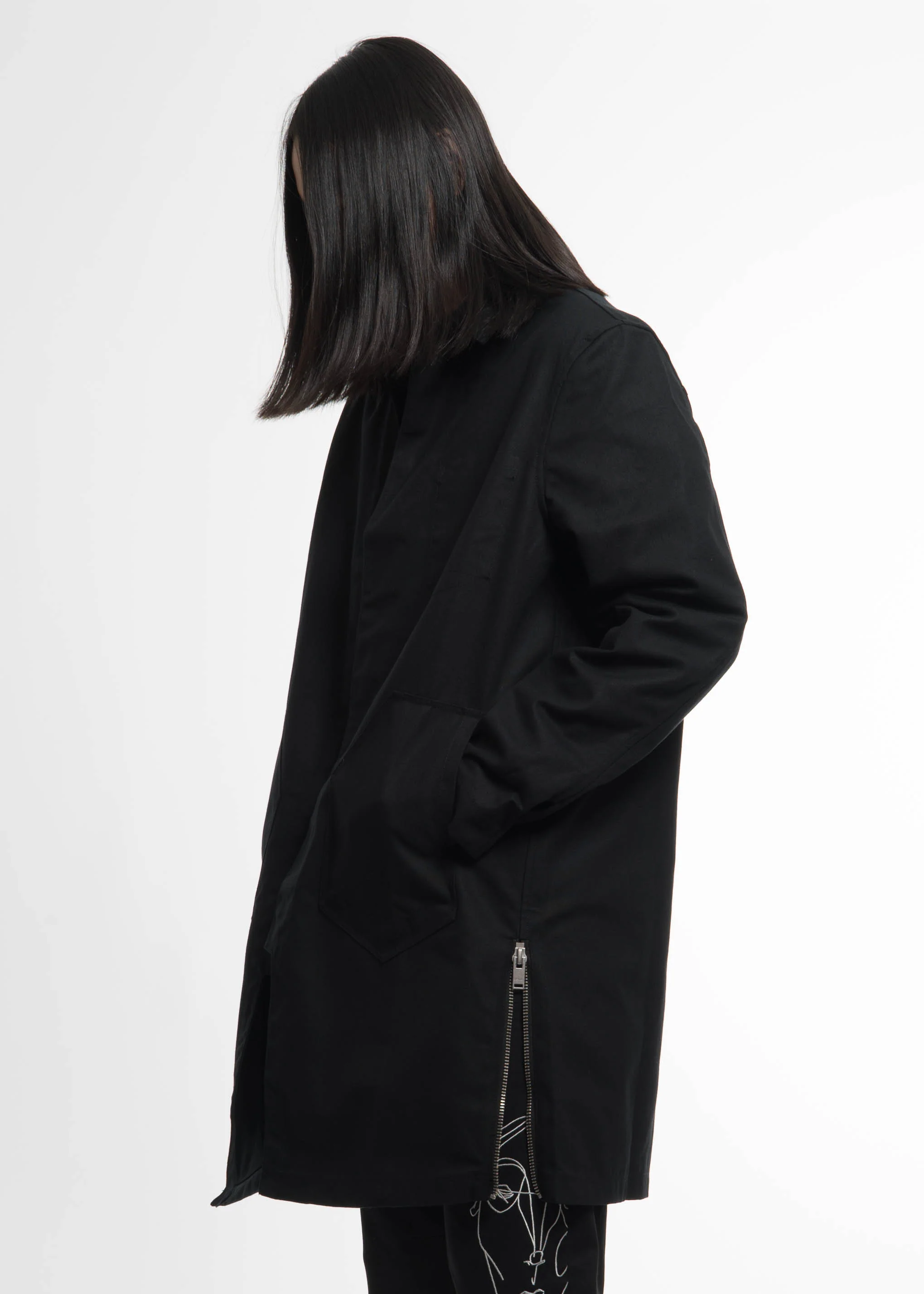 Black Embroidered Car Coat - Image 5