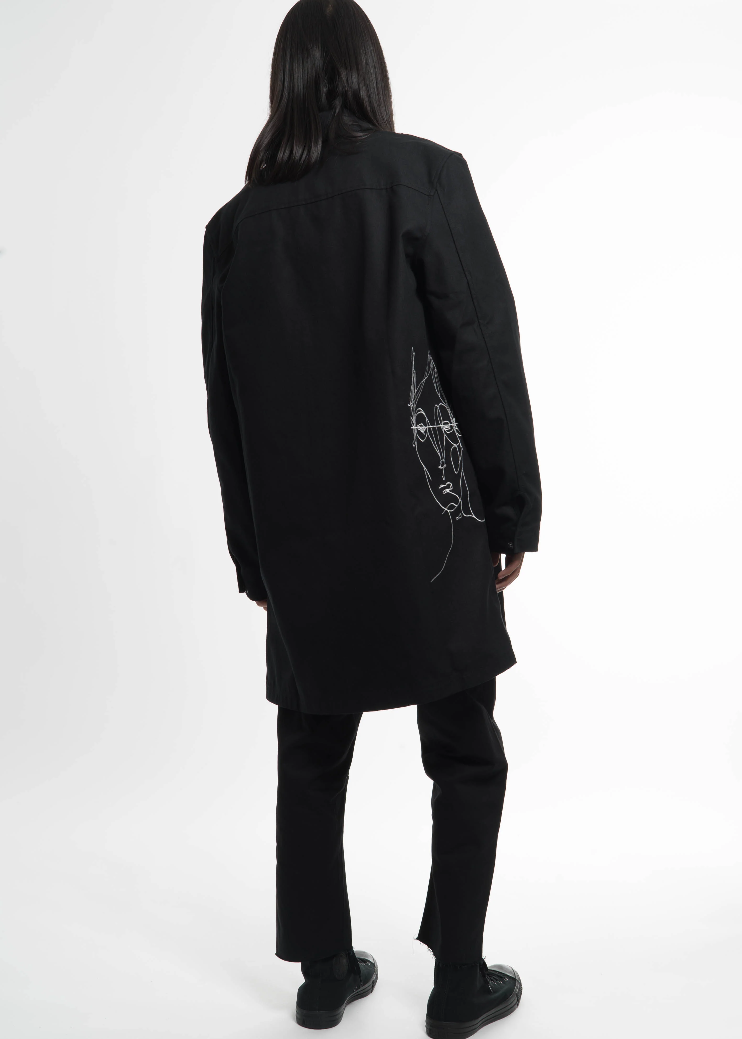 Black Embroidered Car Coat - Image 7