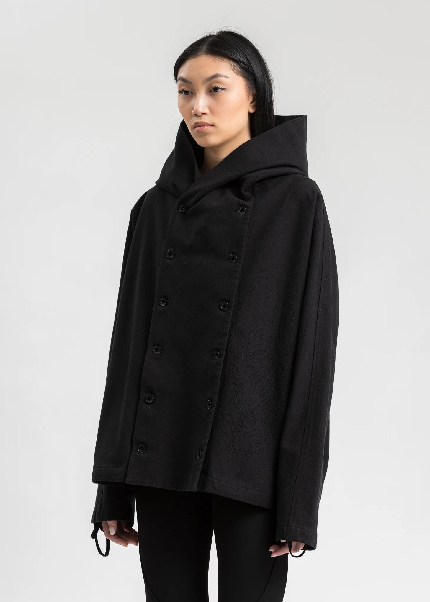 Black Embroidered Hood Jacket - Image 3