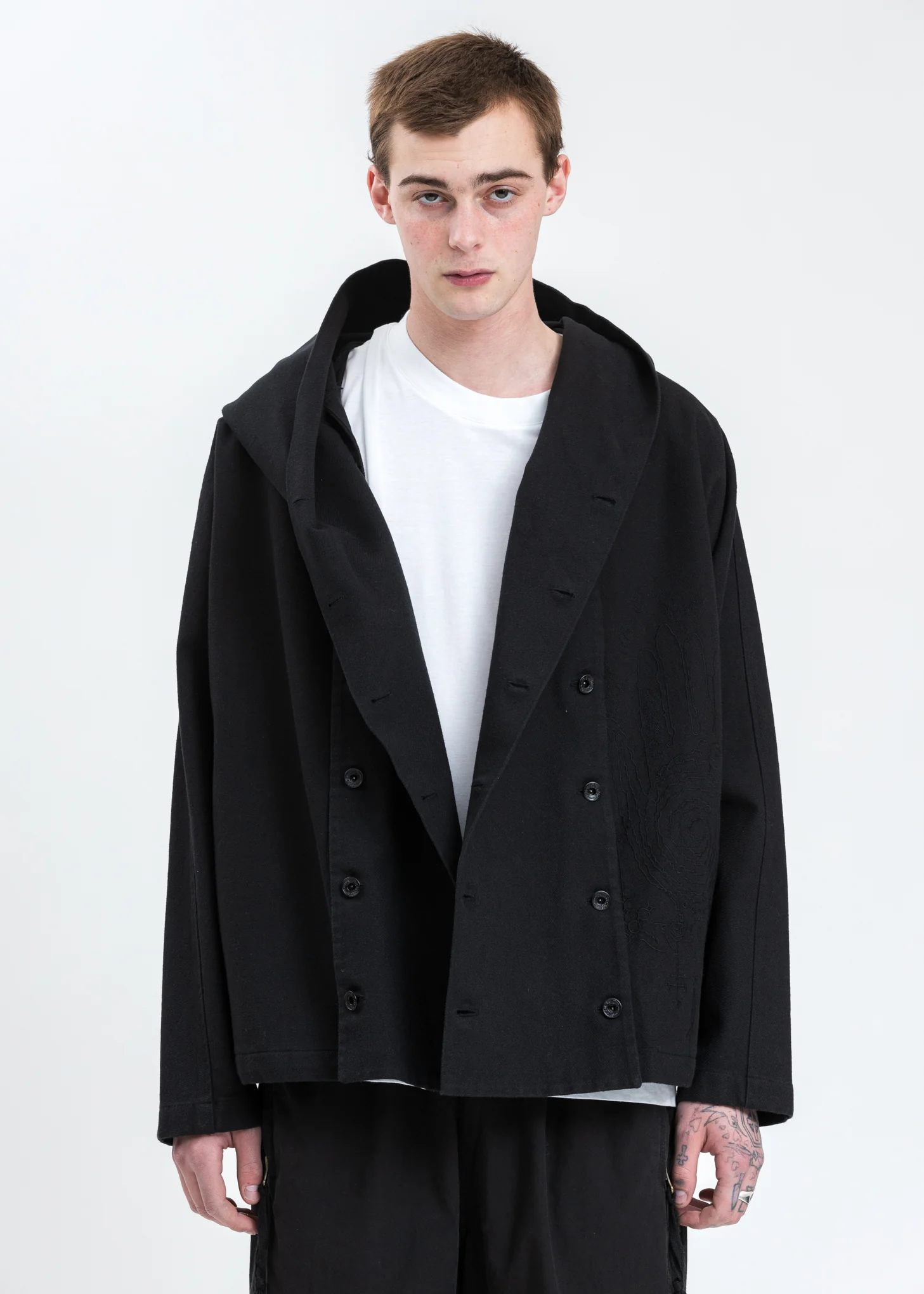 Black Embroidered Hood Jacket - Image 2