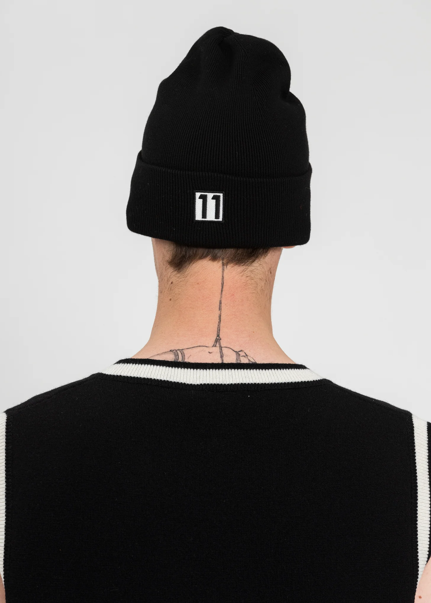 Black Embroidered Logo Beanie - Image 2