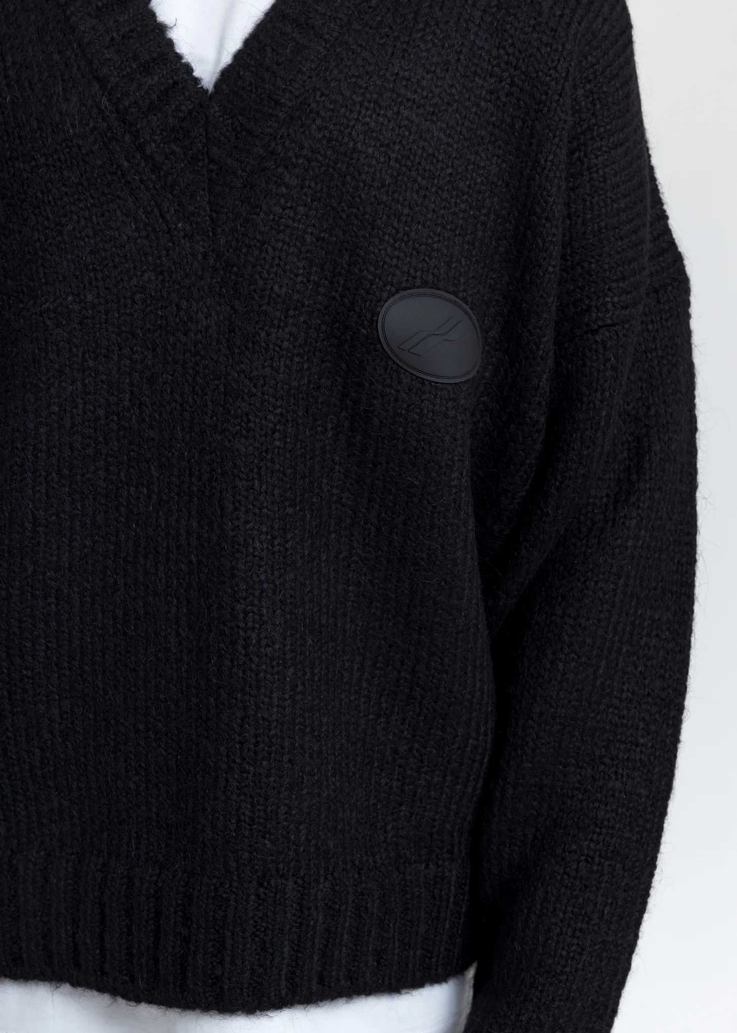 Black Embroidered Logo Oversized Knit Sweater - Image 2