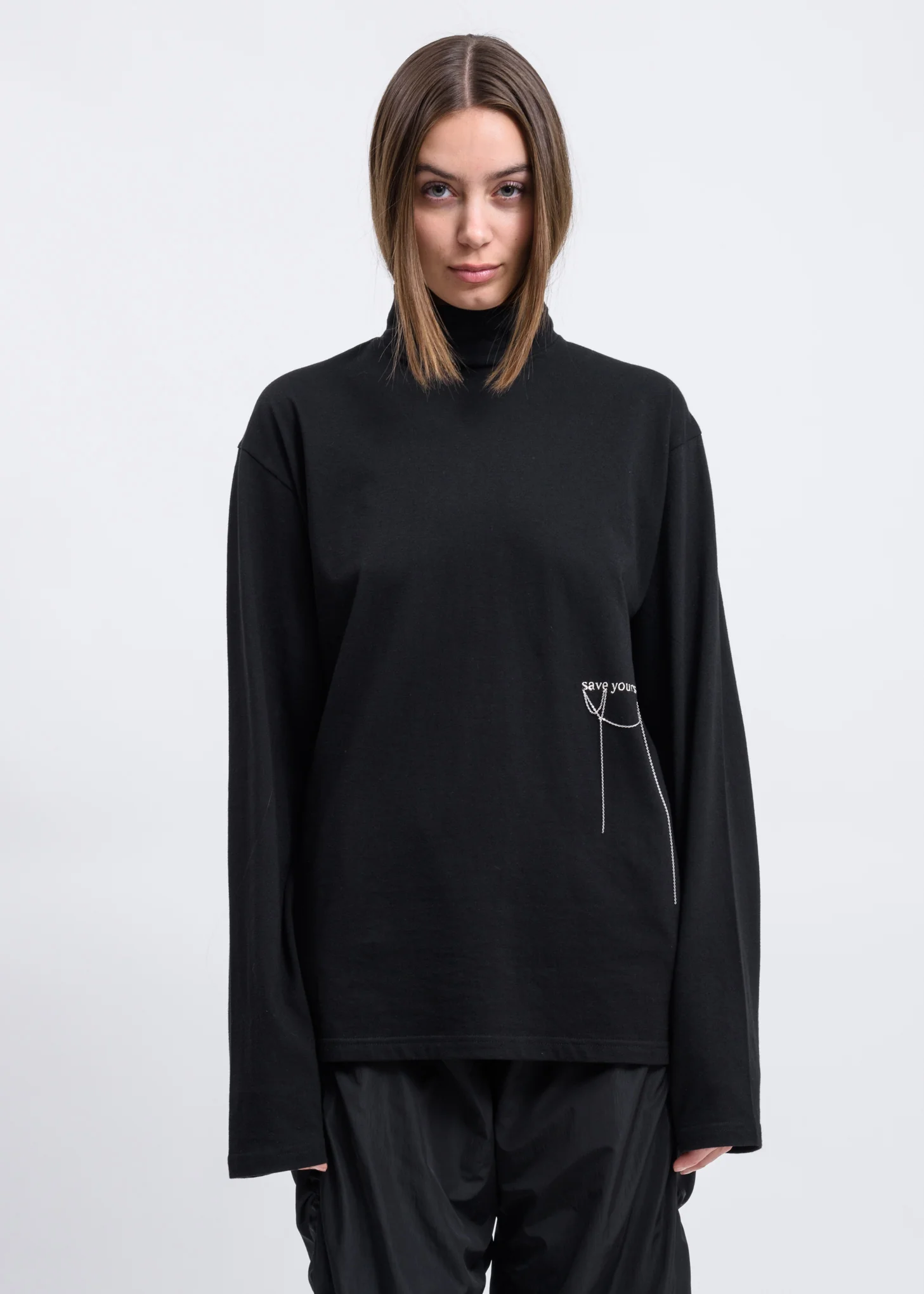 Black Embroidered Long Sleeve