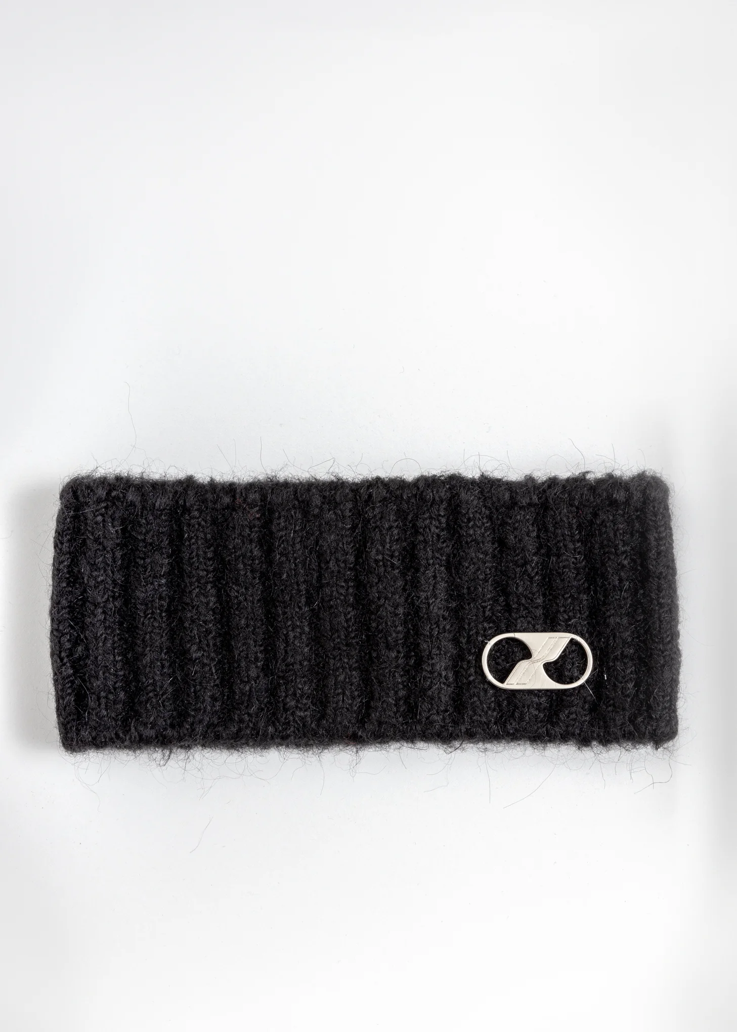 Black Embroidered Metal Logo Hairband