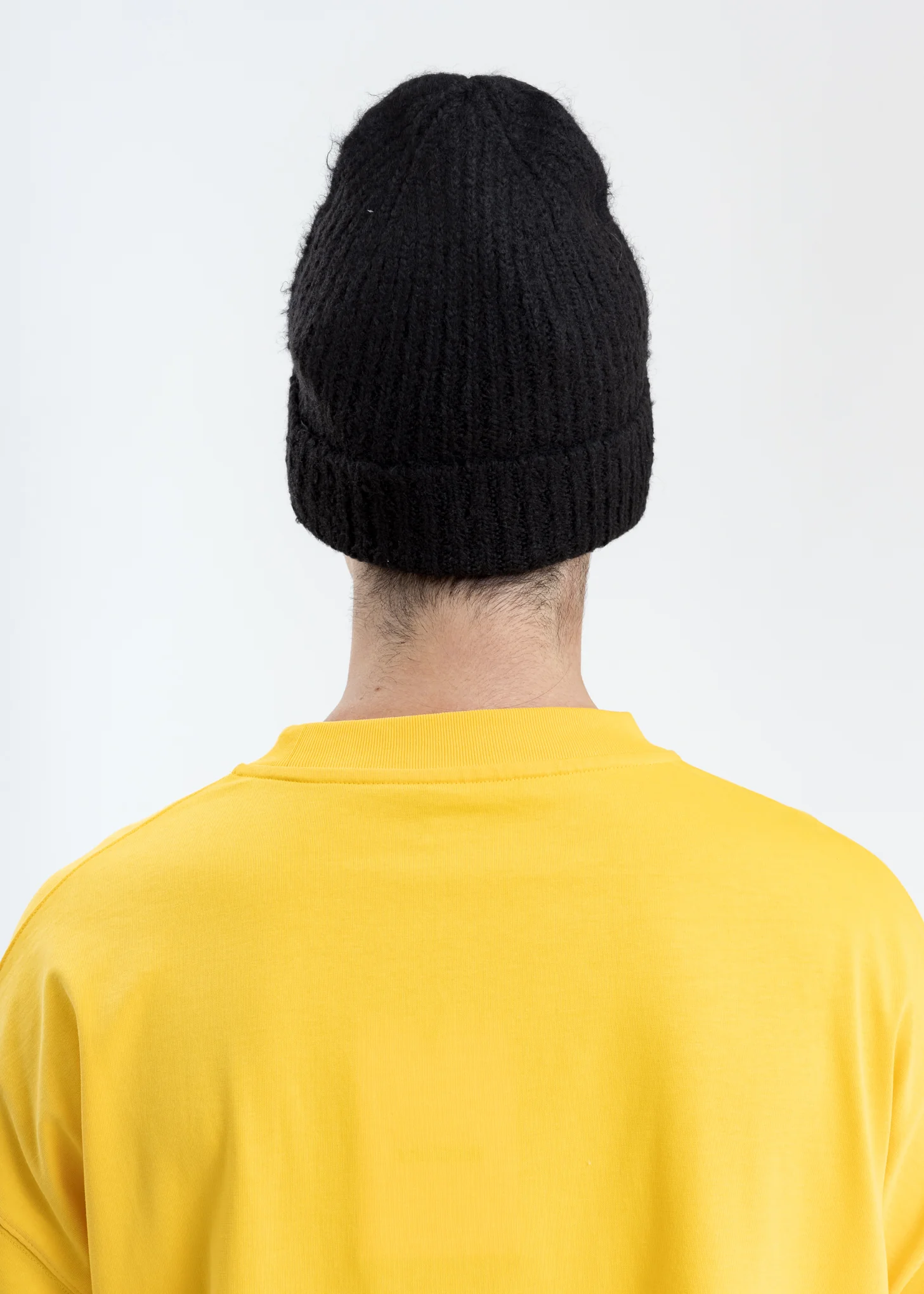 Black Embroidered Metal Logo Long Beanie - Image 4
