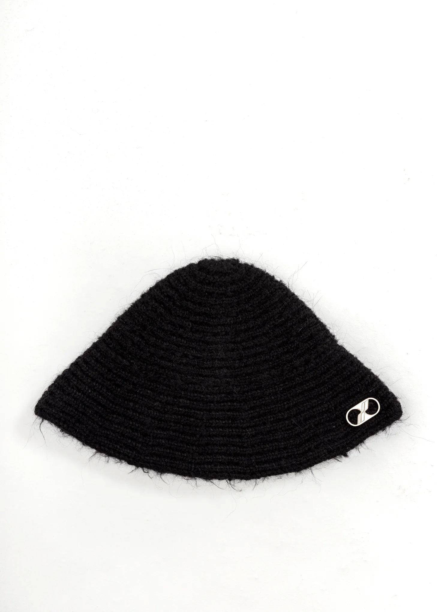 Black Embroidered Metal Logo Narrow Bucket Hat