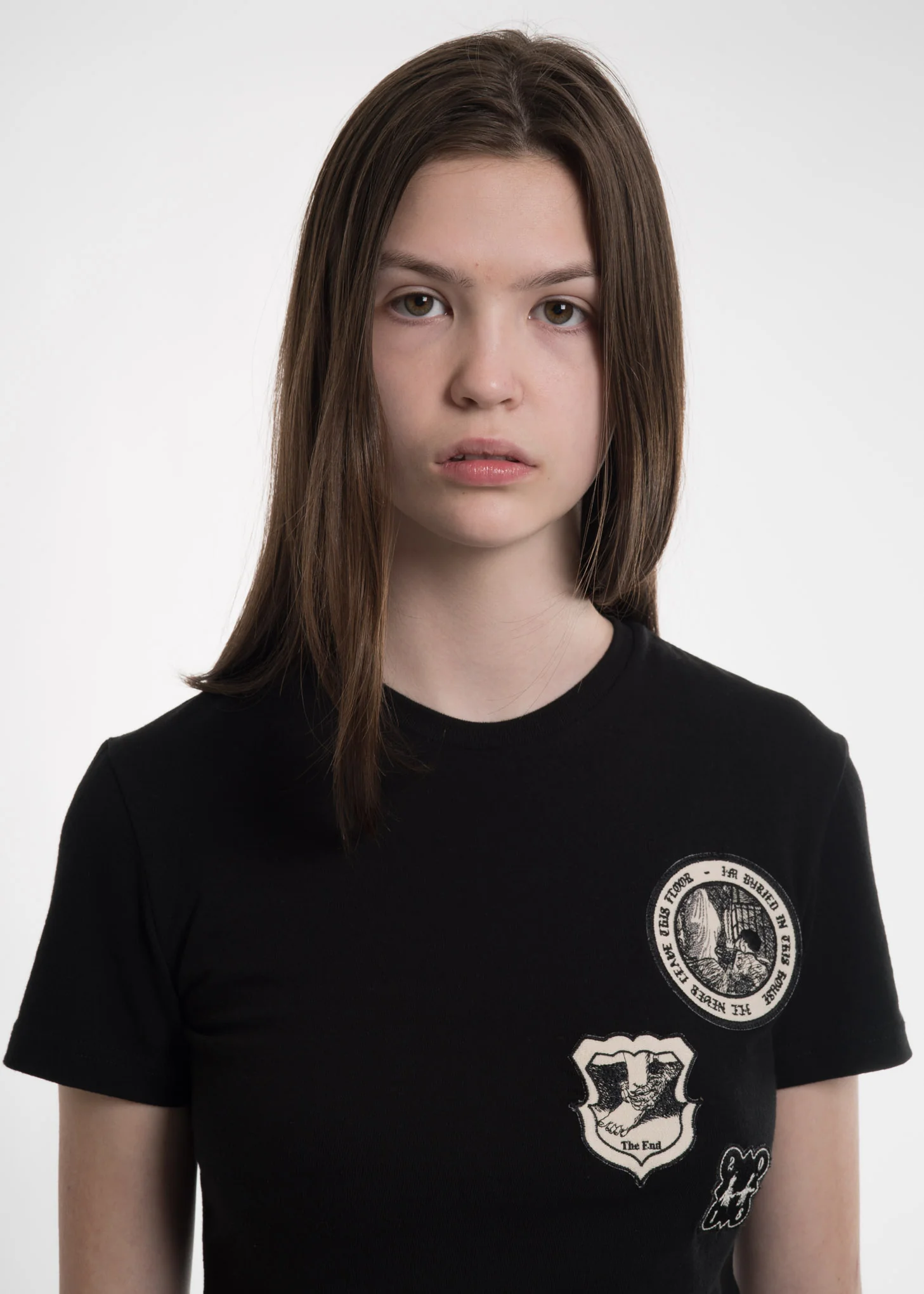 Black Embroidered Patch T-Shirt
