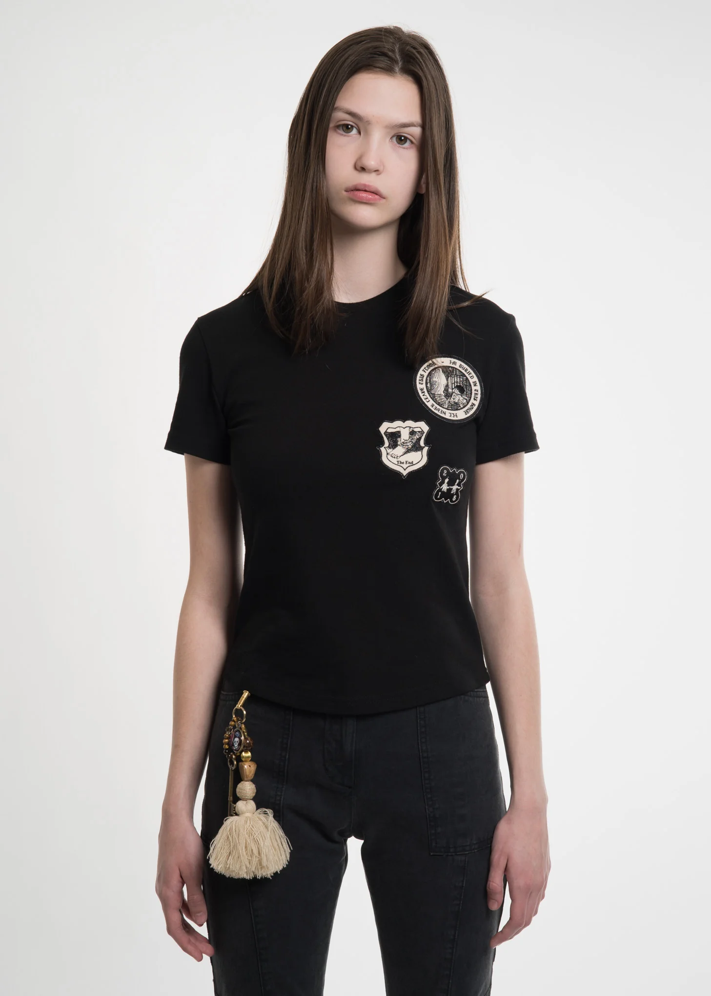 Black Embroidered Patch T-Shirt - Image 2