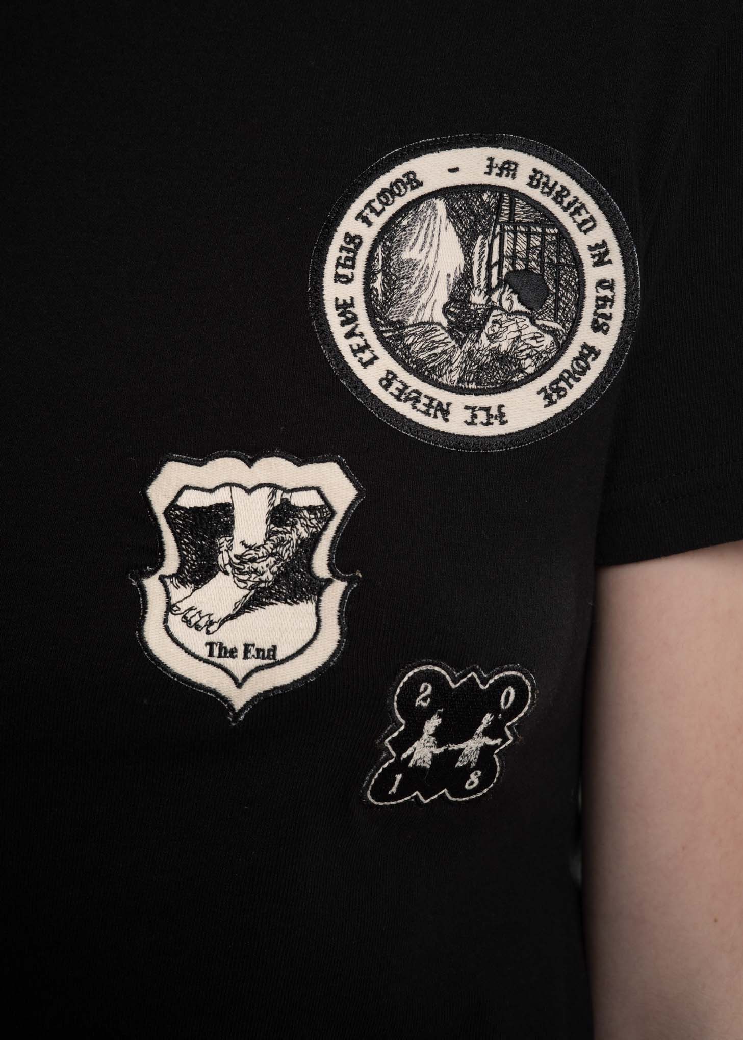 Black Embroidered Patch T-Shirt - Image 4