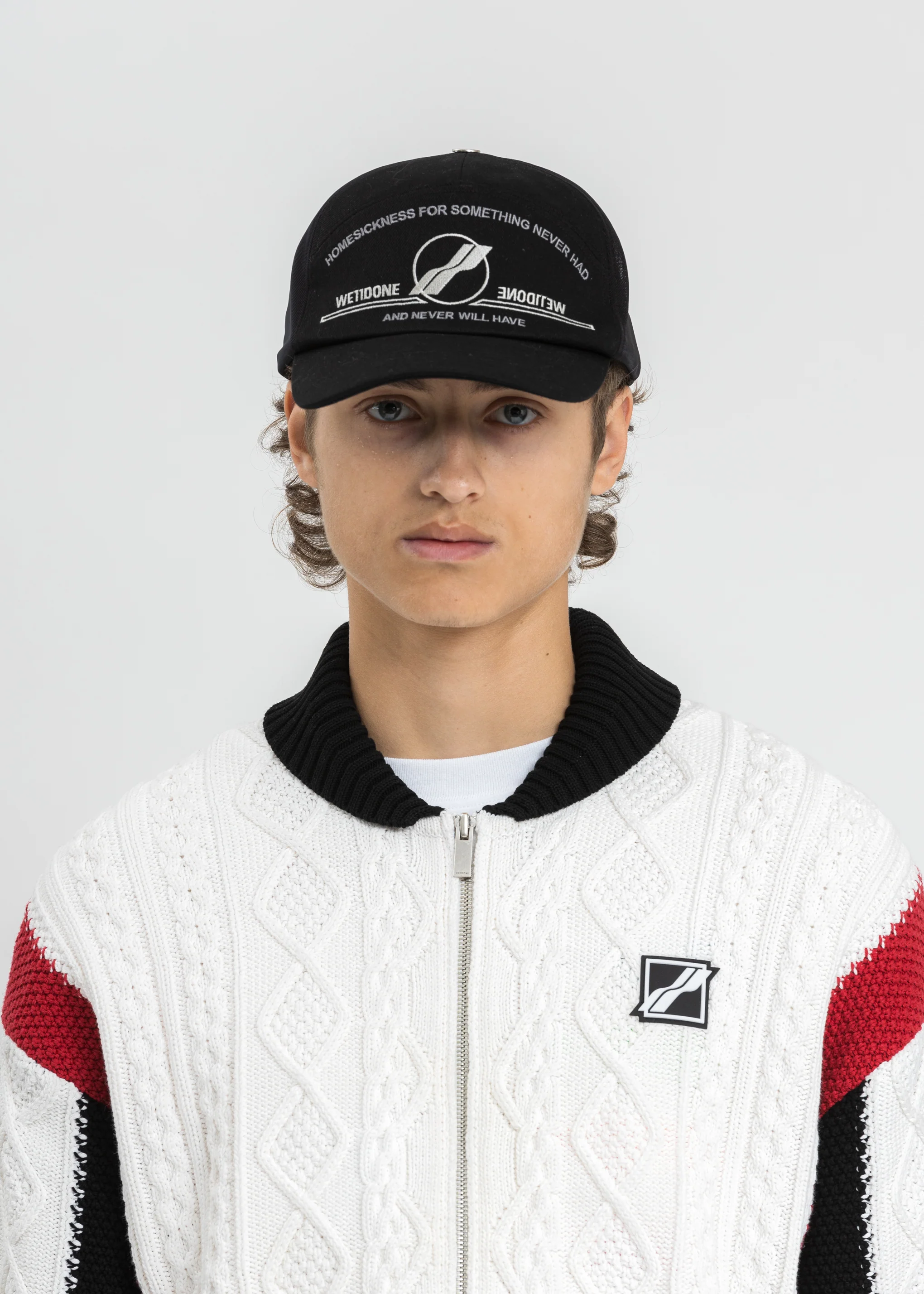 Black Embroidered Sailing Cap