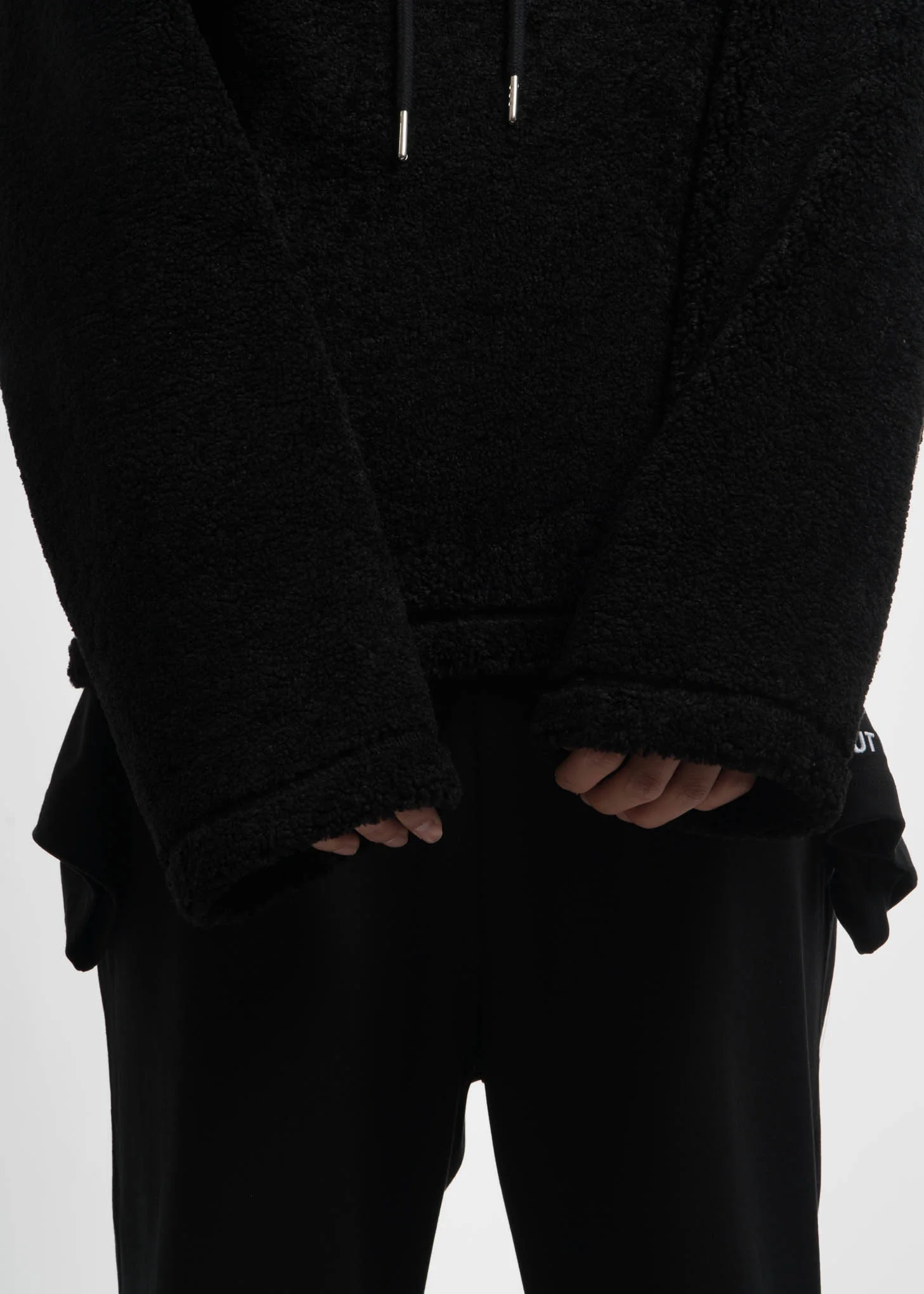 Black Embroidered Sherpa Hoodie - Image 7