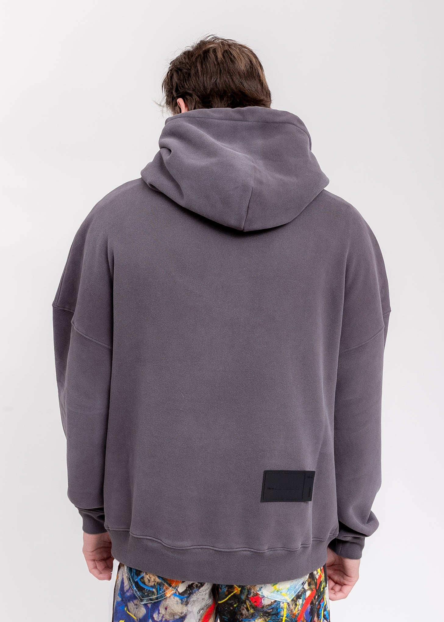 Charcoal Embroidered Teddy Hoodie - Image 4