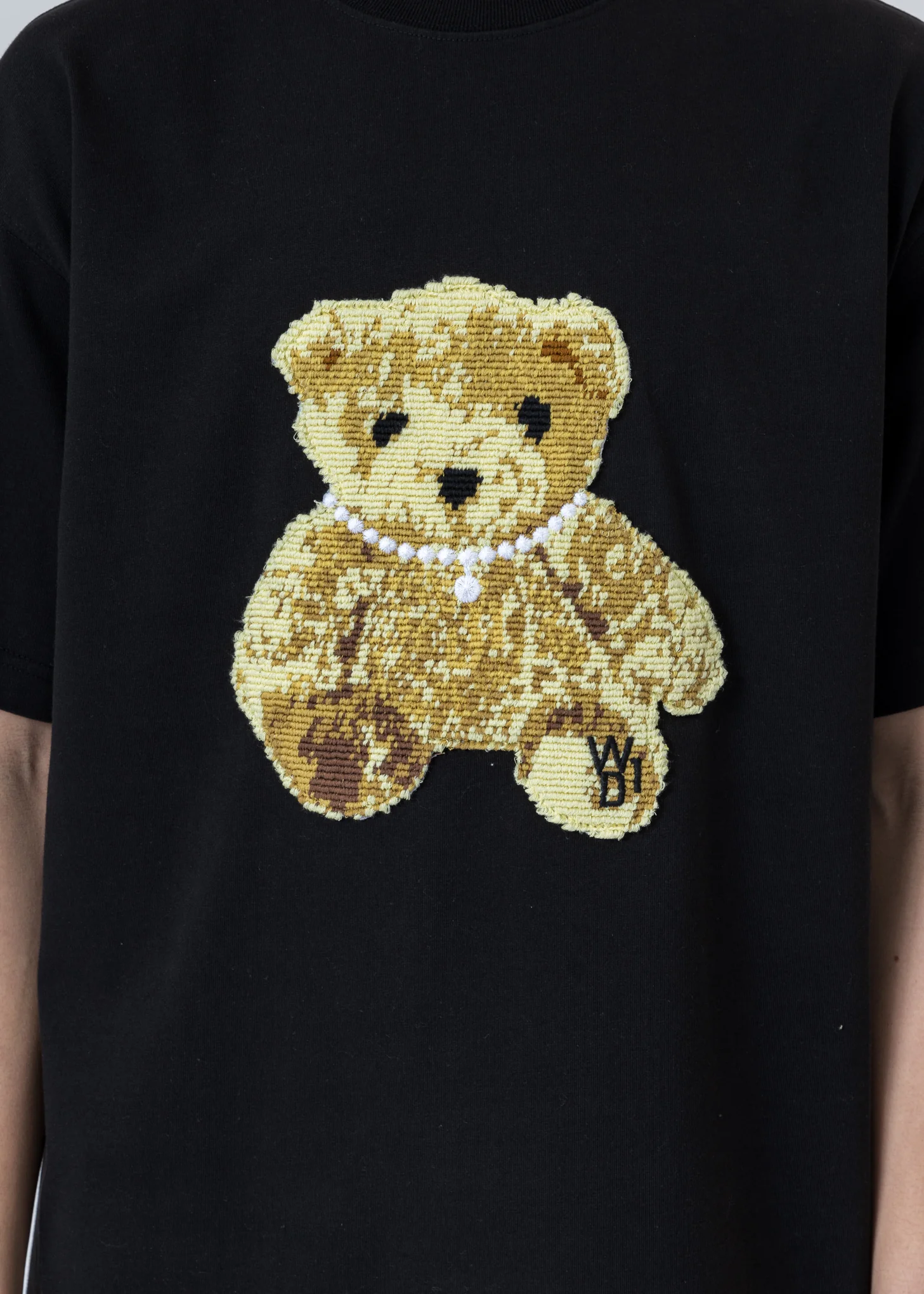 Black Embroidered Teddy T-Shirt - Image 2