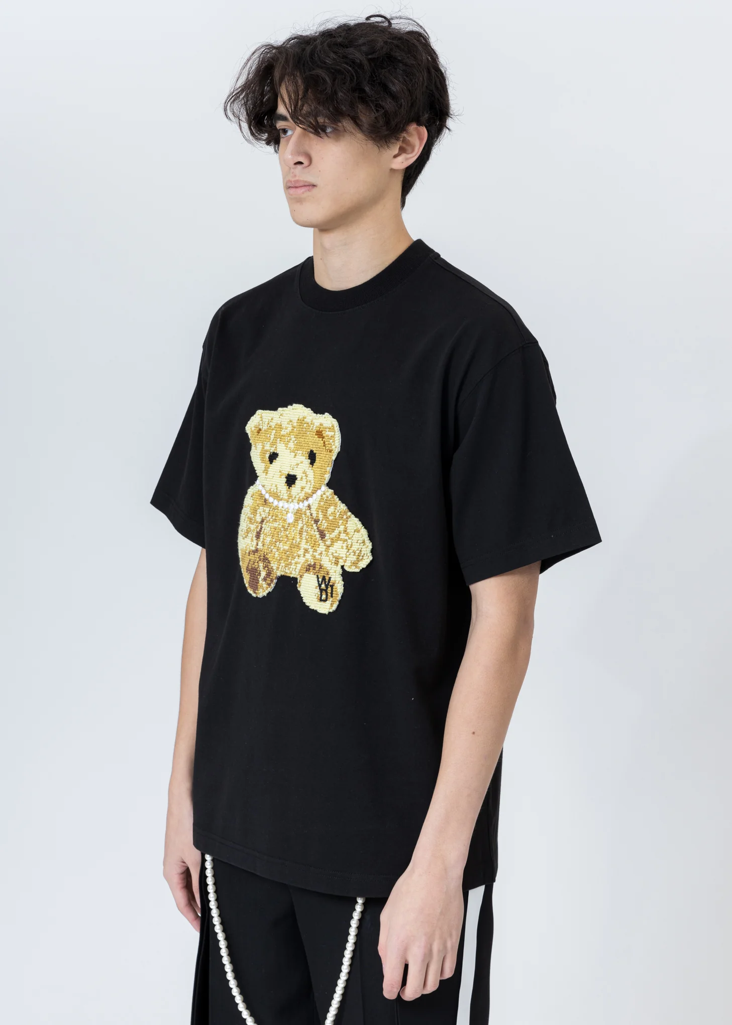 Black Embroidered Teddy T-Shirt - Image 3