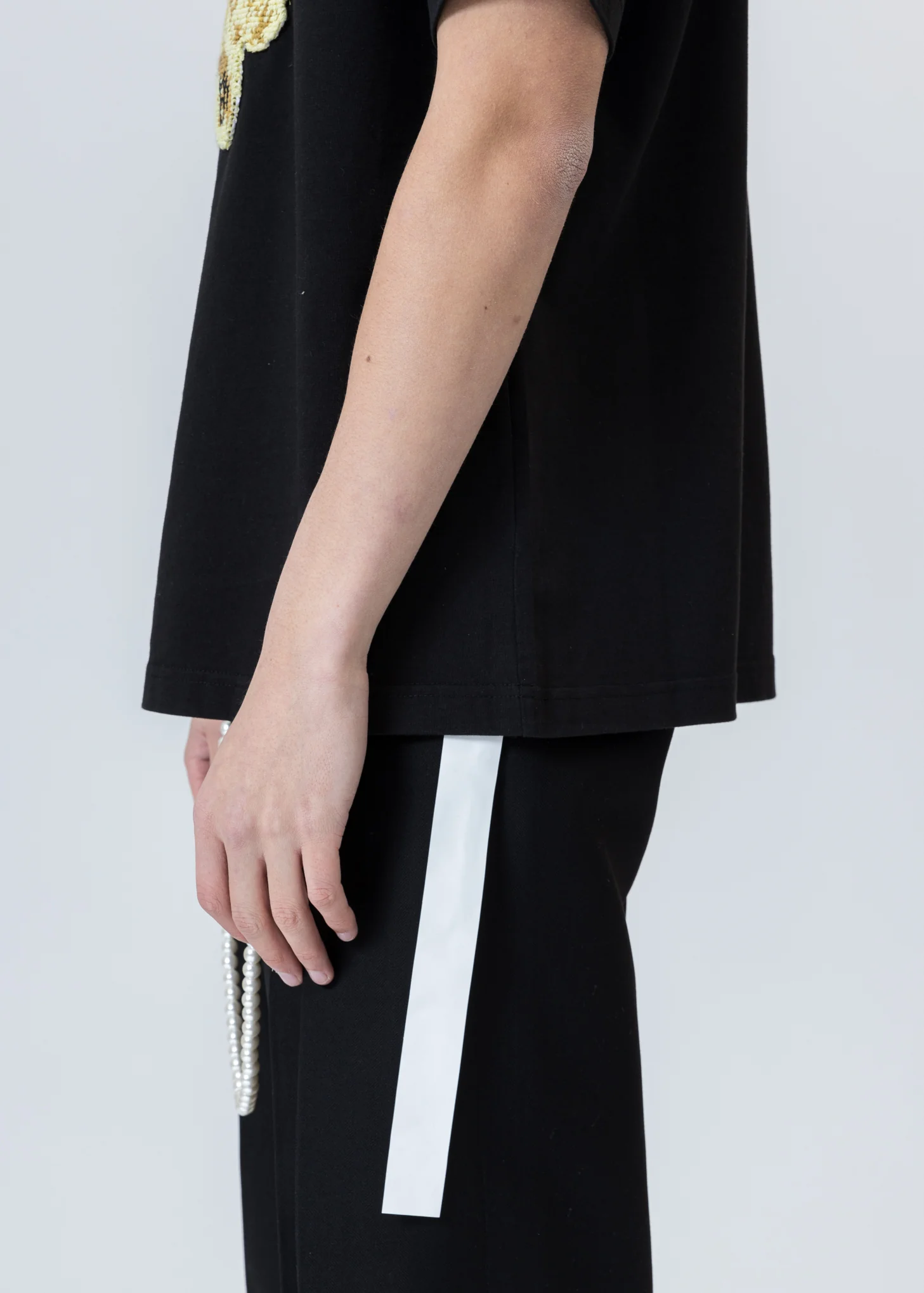 Black Embroidered Teddy T-Shirt - Image 5
