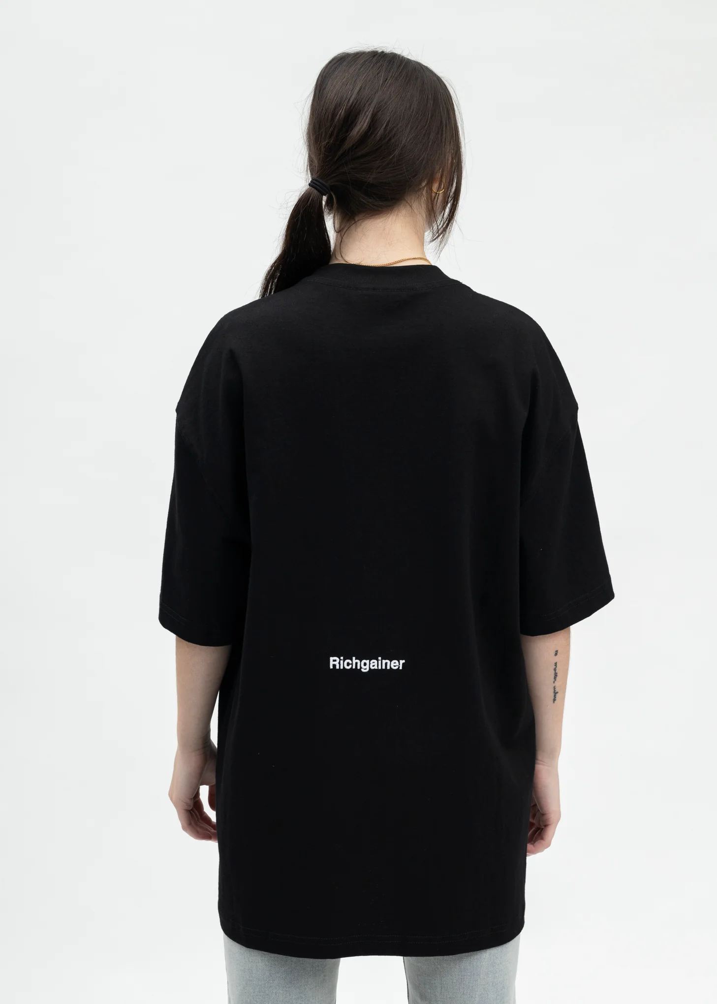 BLACK EMBROIDERY DIAMOND T-SHIRT - Image 2