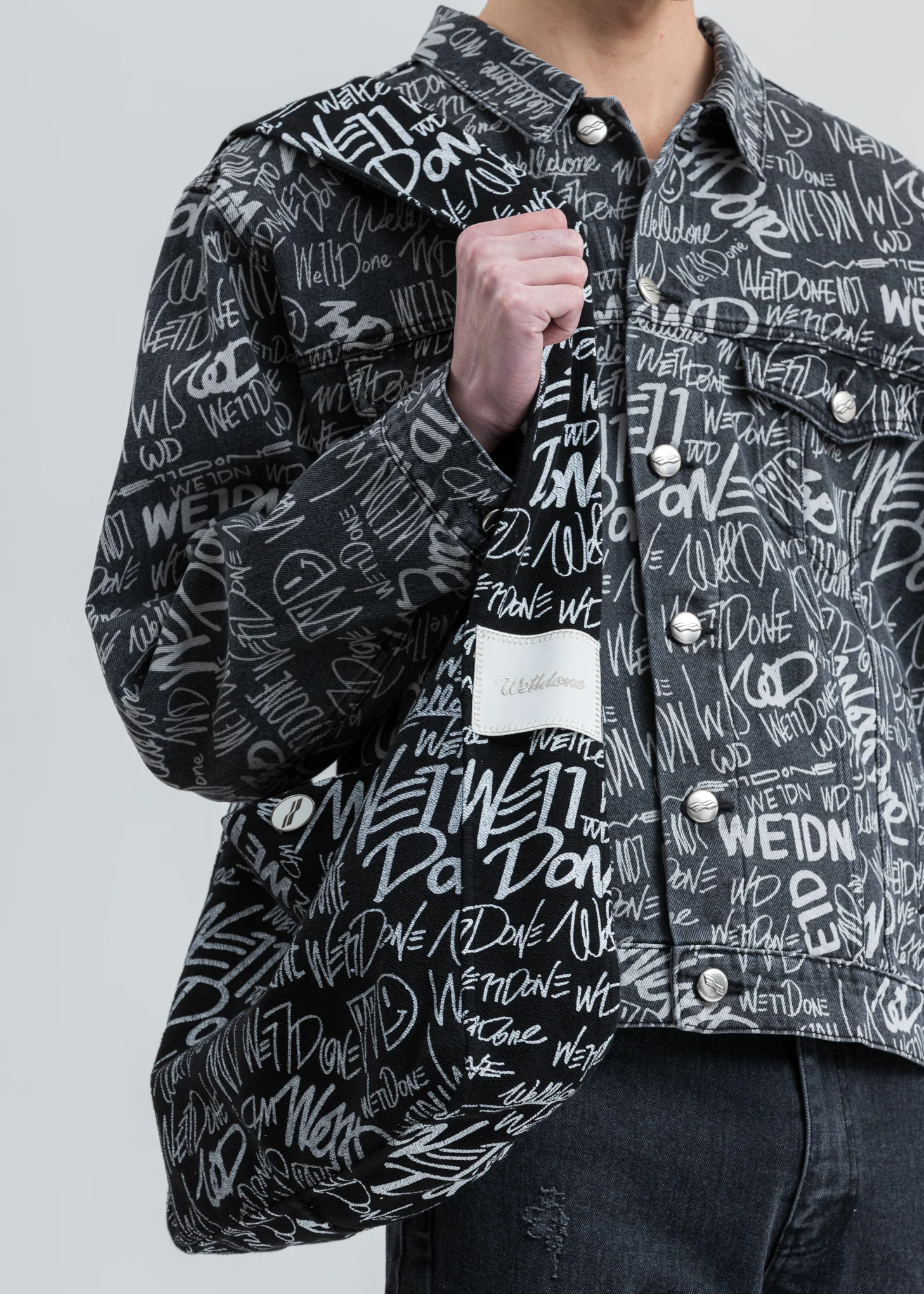 Black Embroidery Logo Cotton Cross Bag