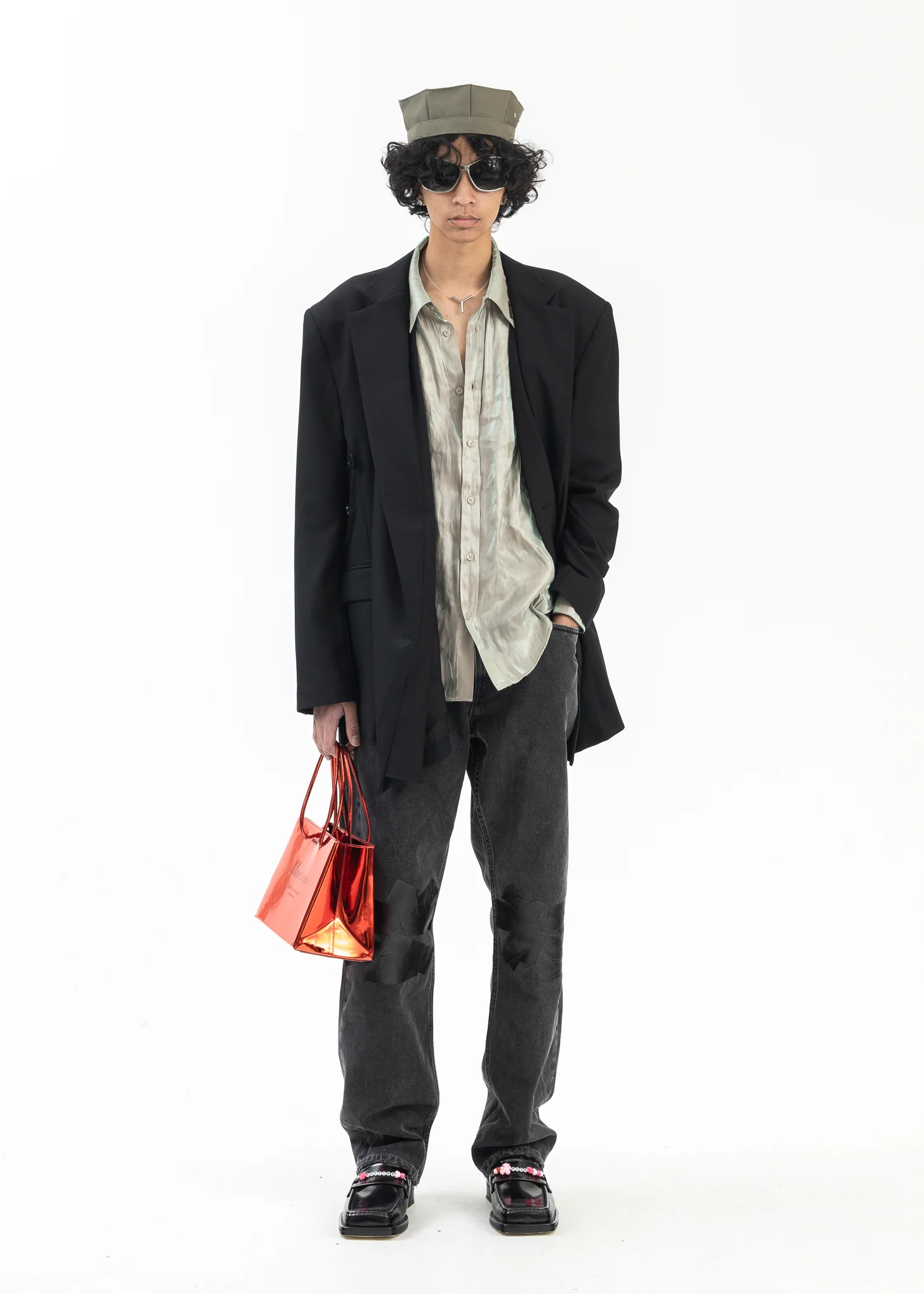 BLACK EMPTY WRAP JACKET - Image 7