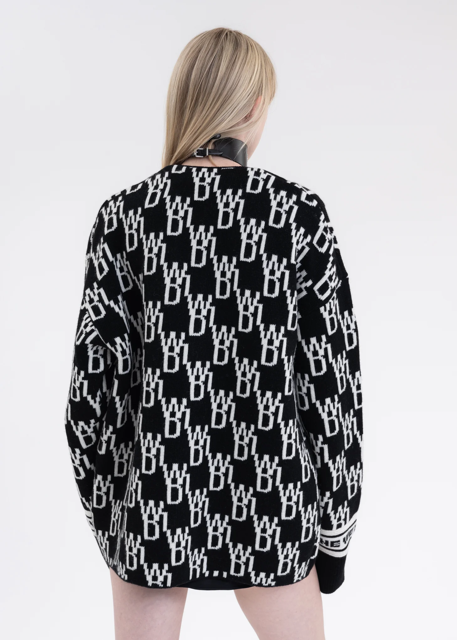 BLACK ENLARGED WD1 JACQUARD CARDIGAN - Image 3