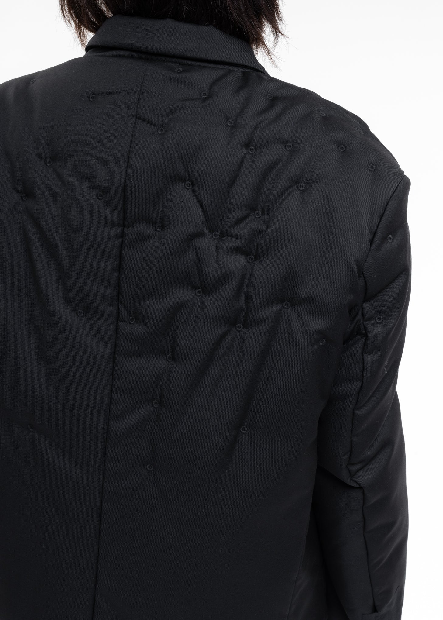 Black Eyelet Embroidery Light Weight Padded Blazer - Image 5