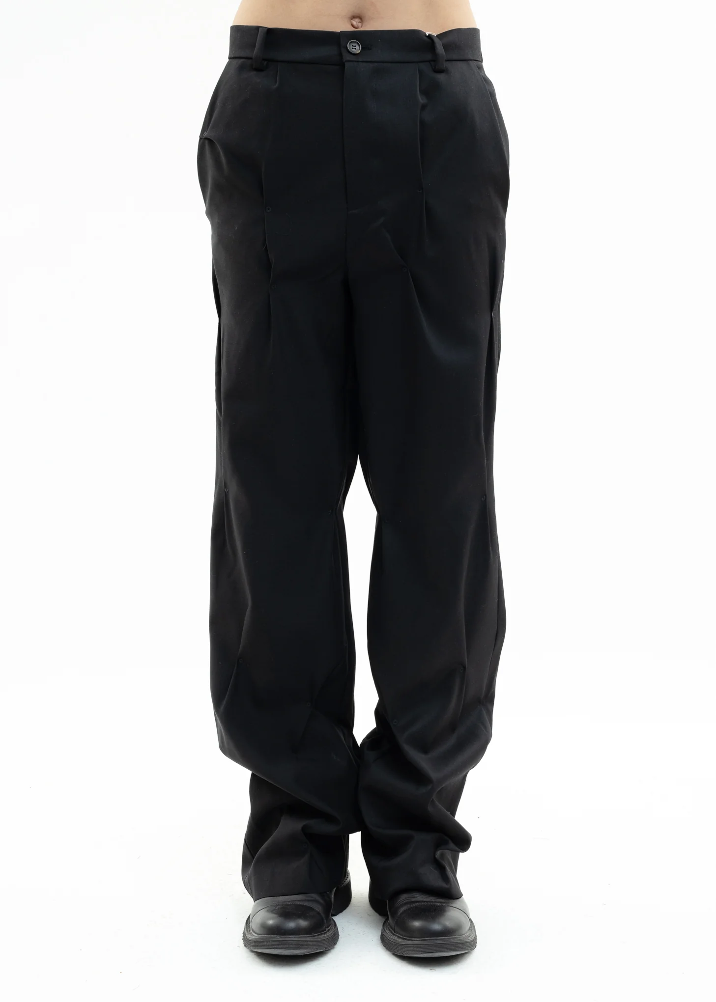 Black Eyelet Bullet Hole Embroidery Pants - Image 3