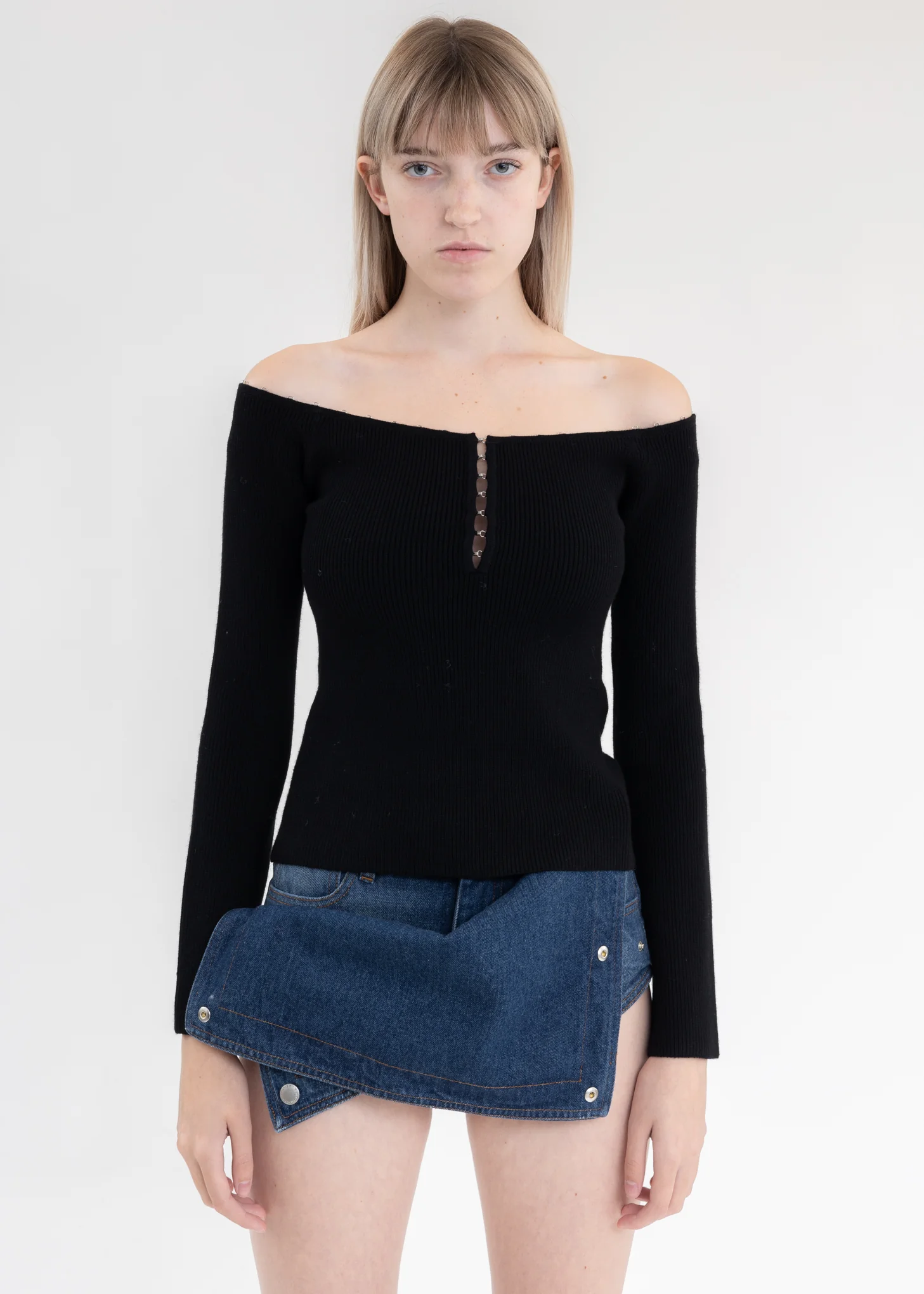Black Eyelet Hook Top