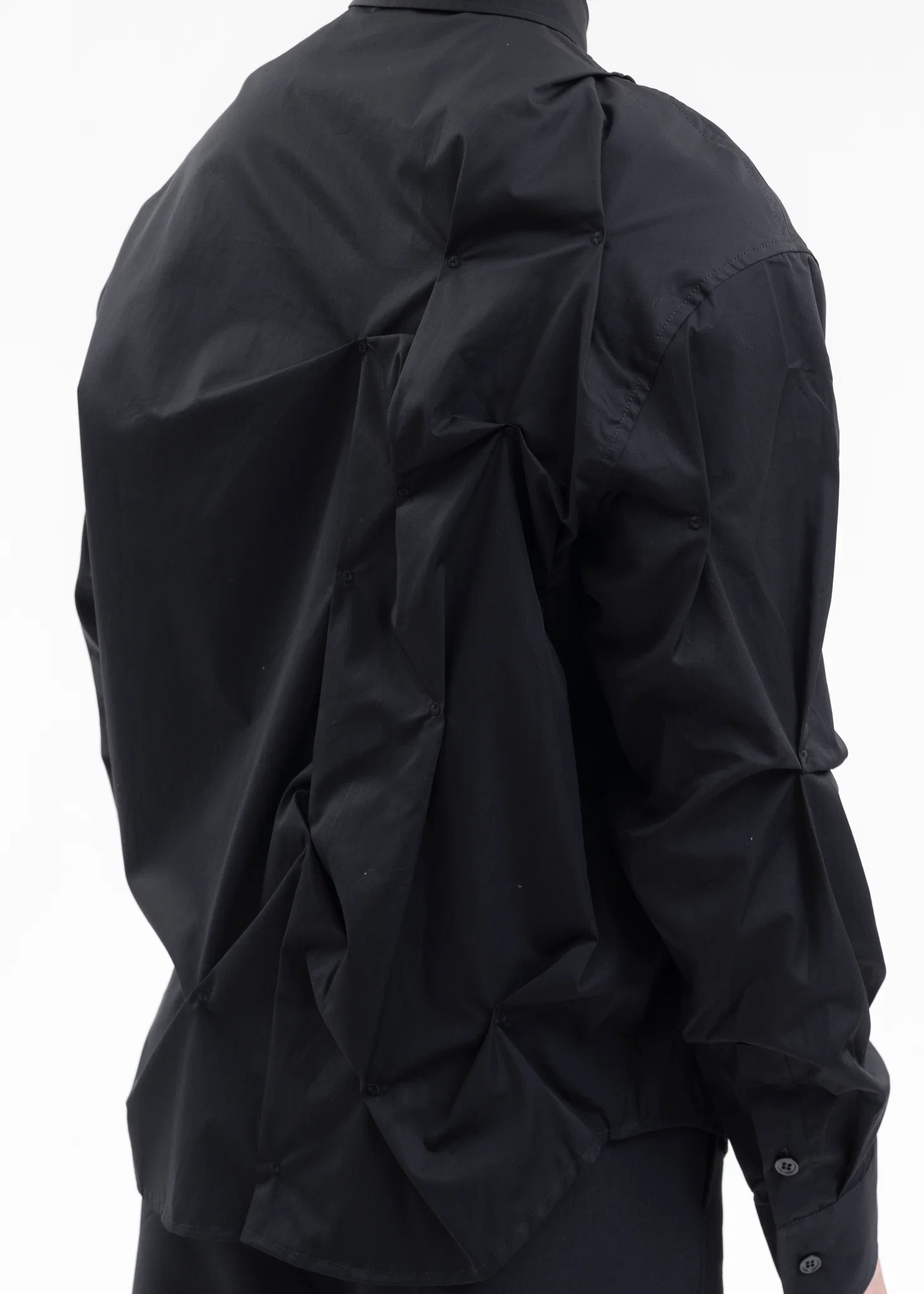 BLACK EYELET SHIRT WITH WHITE PRINT - Image 3