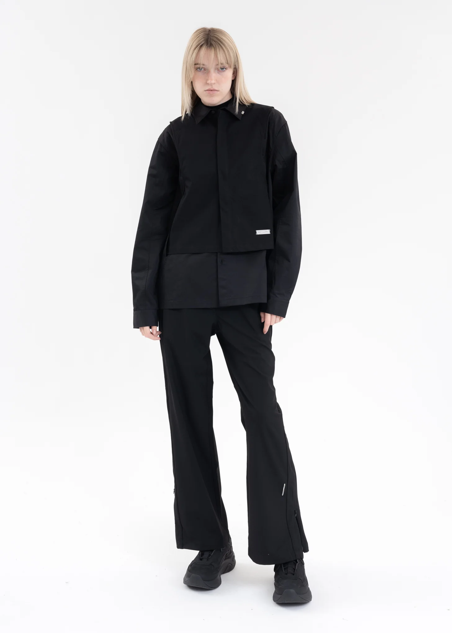 Black Fair Shaped Layer Panelled Track Pants - Image 7