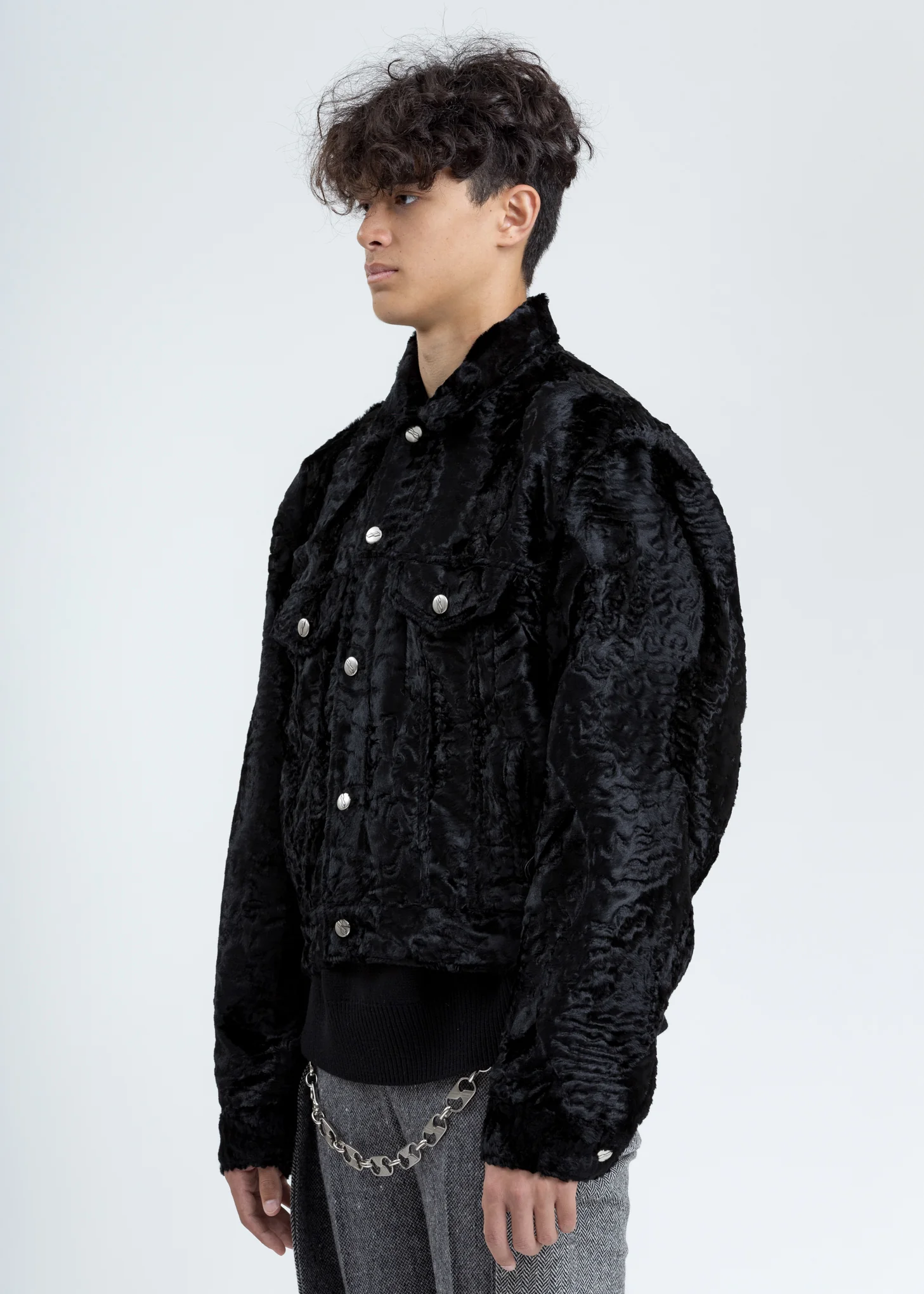 Black Faux Fur Jacket - Image 3