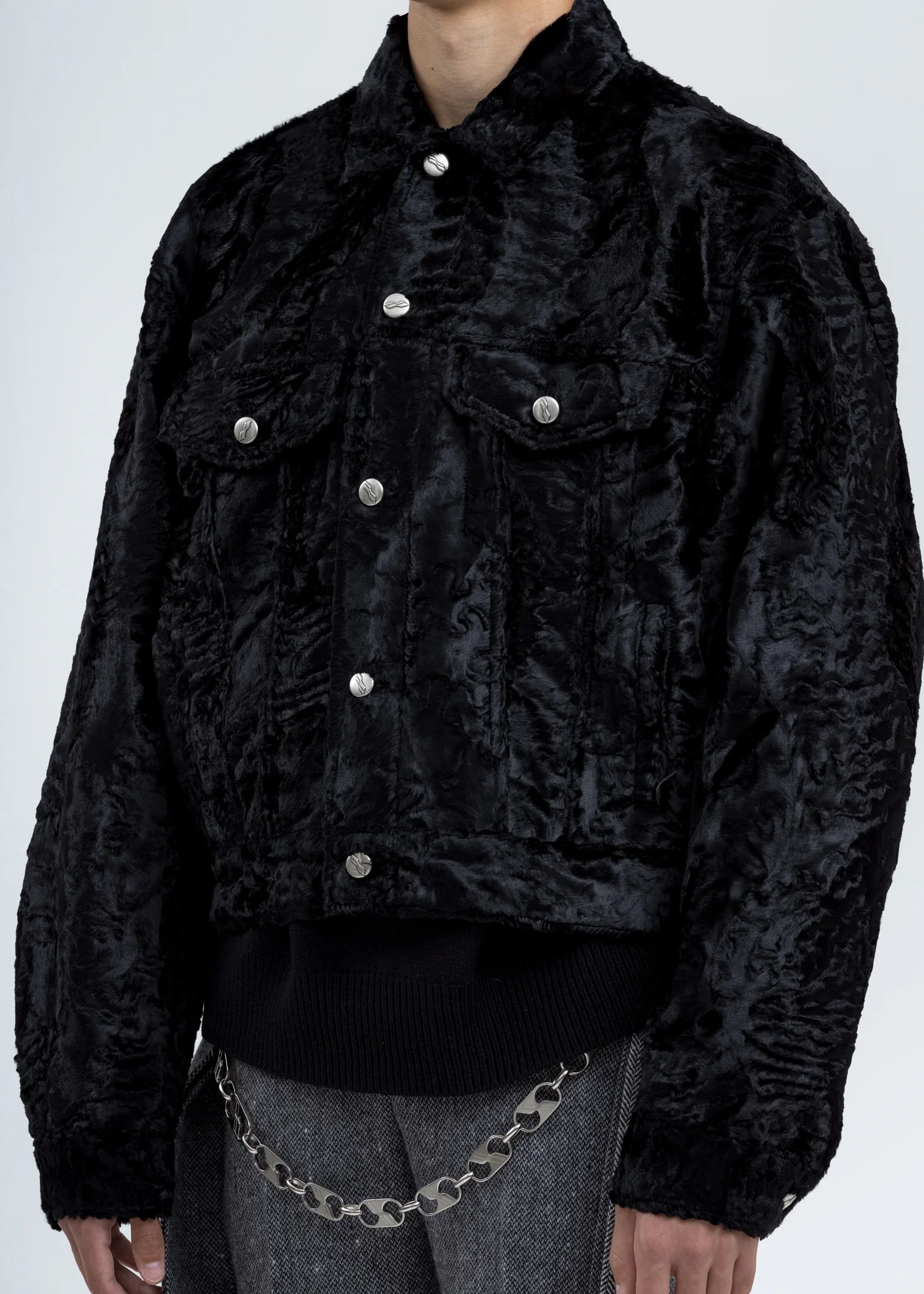 Black Faux Fur Jacket - Image 5