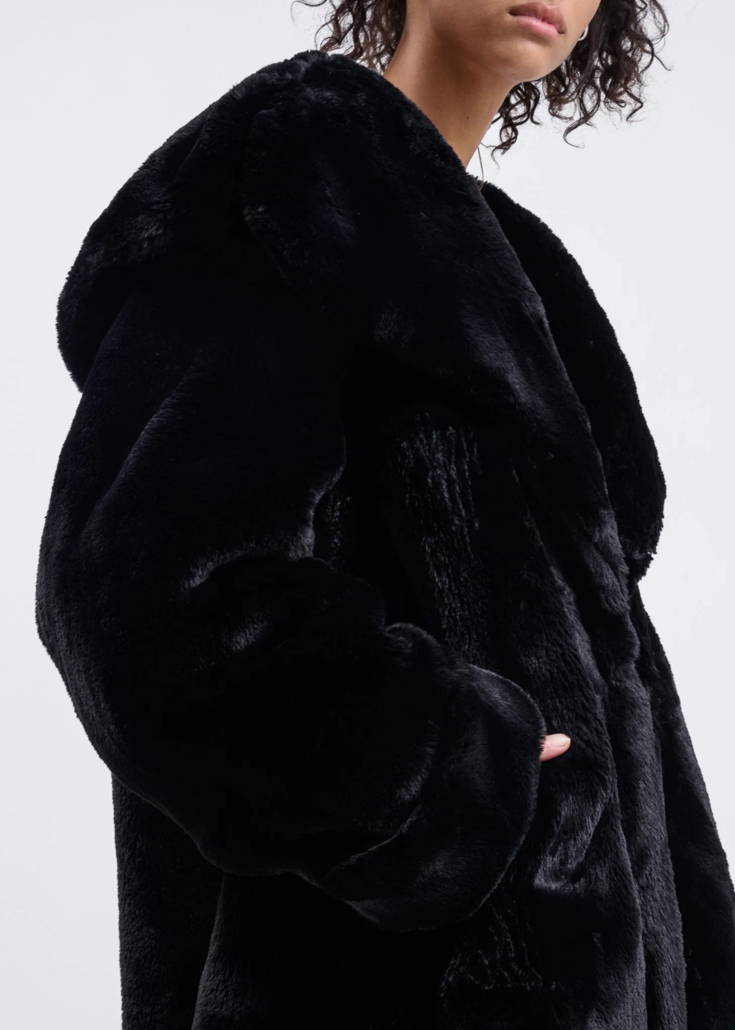 Black Faux Fur Coat - Image 5